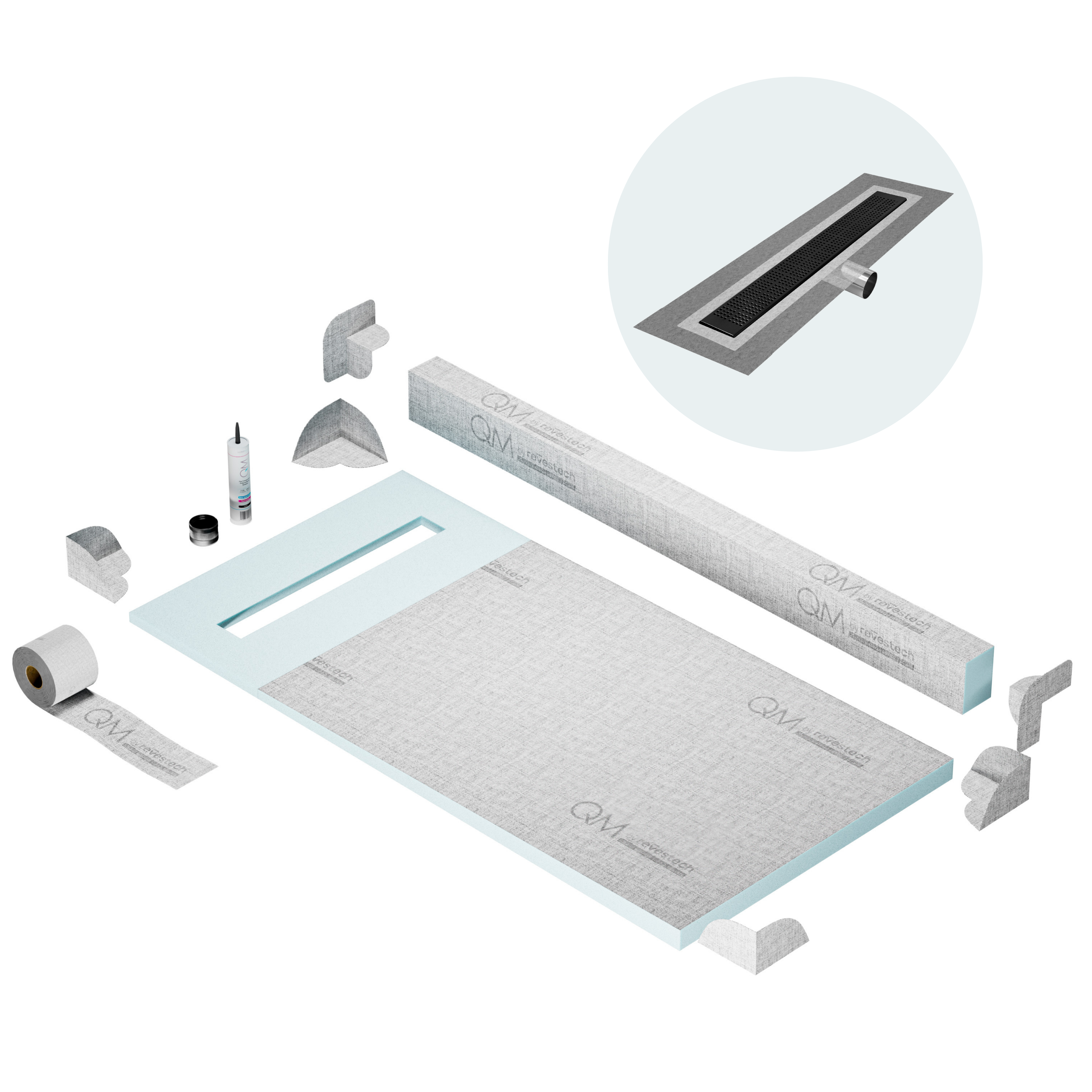 Curb Kai Shower Pan Kit Linear drain