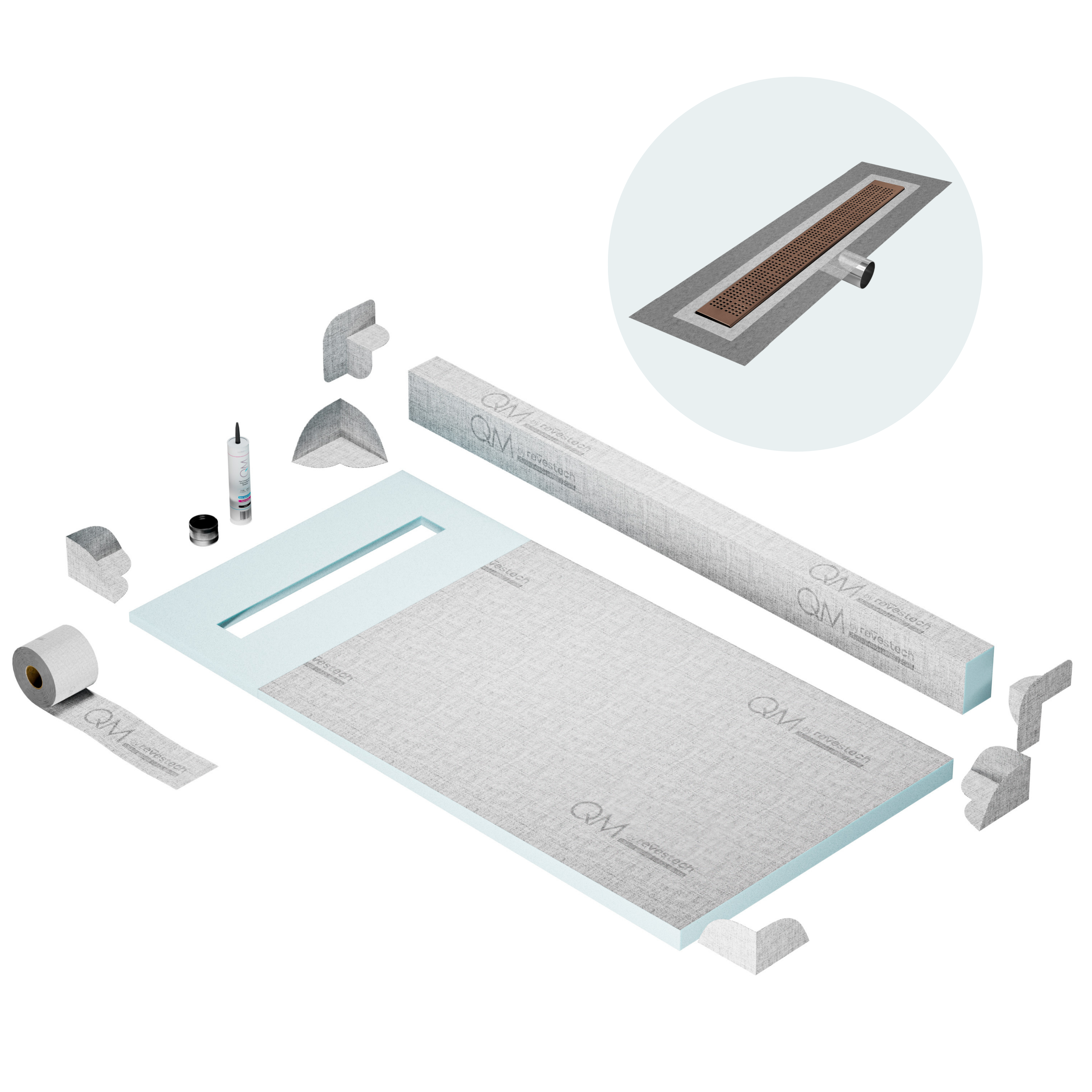 Curb Kai Shower Pan Kit Linear drain