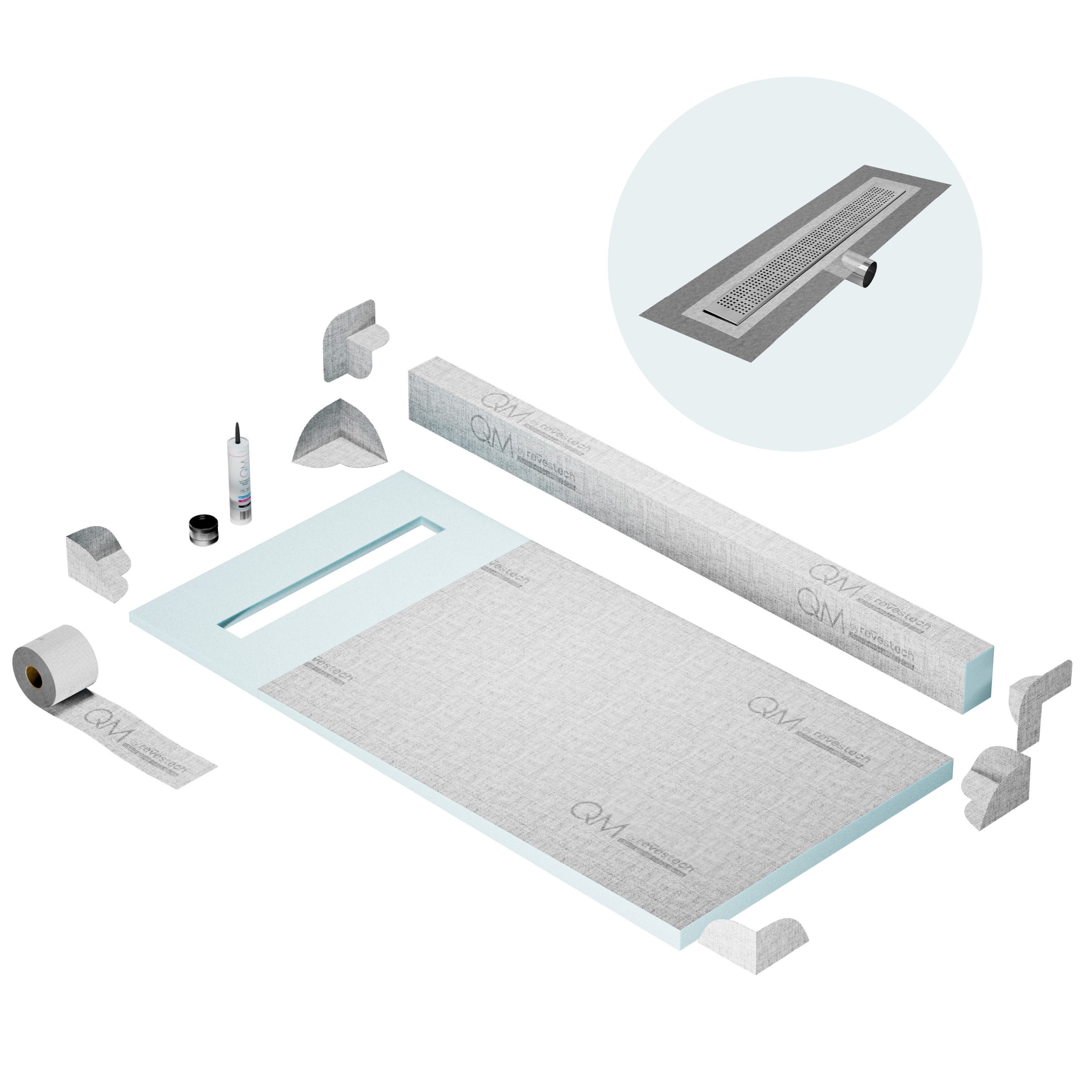 Curb Kai Shower Pan Kit Linear drain
