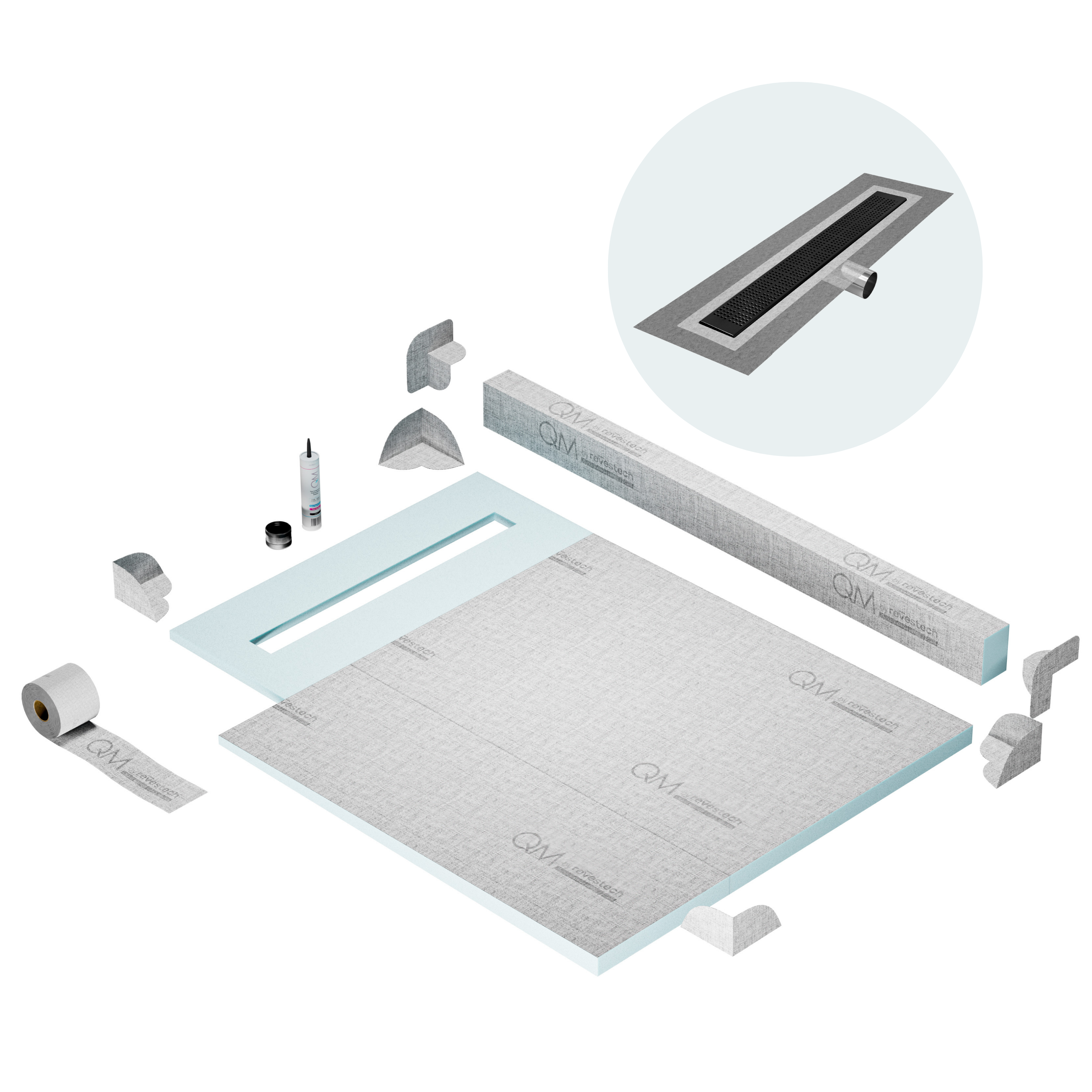 Curb Kai Shower Pan Kit Linear drain