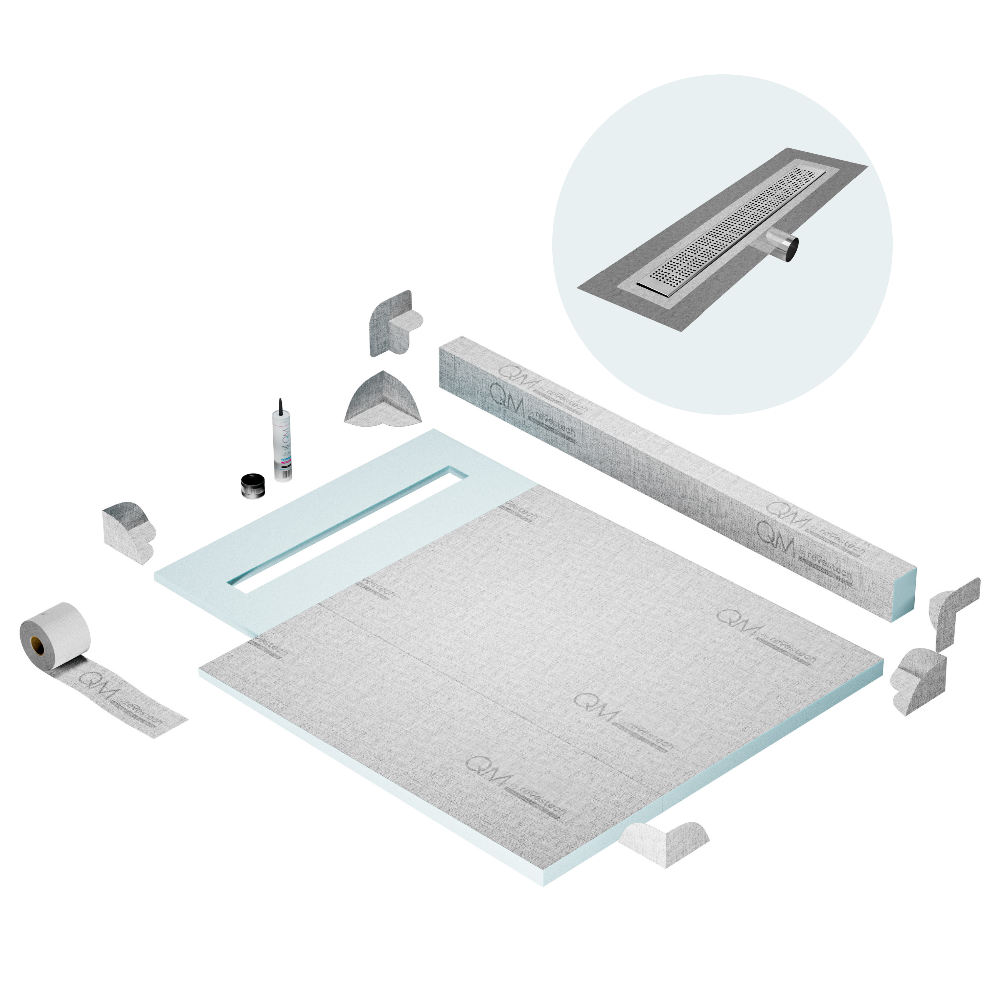 Curb Kai Shower Pan Kit Linear drain