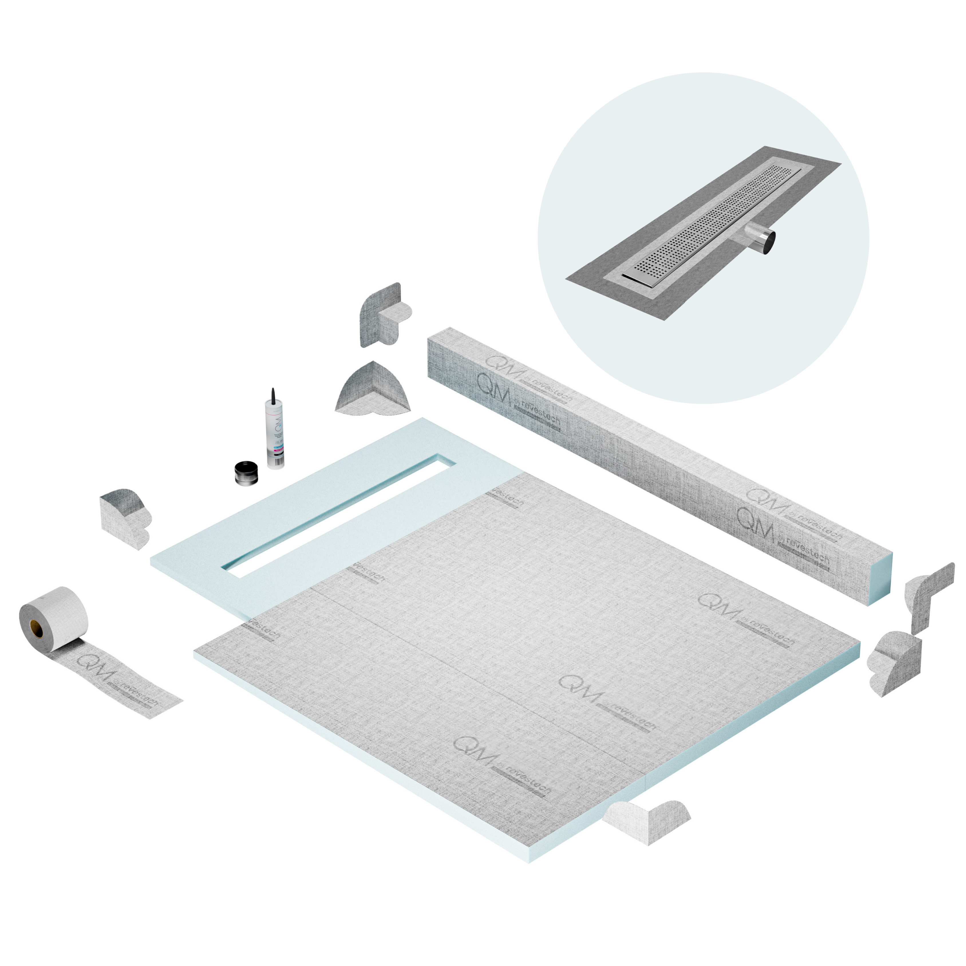 Curb Kai Shower Pan Kit Linear drain