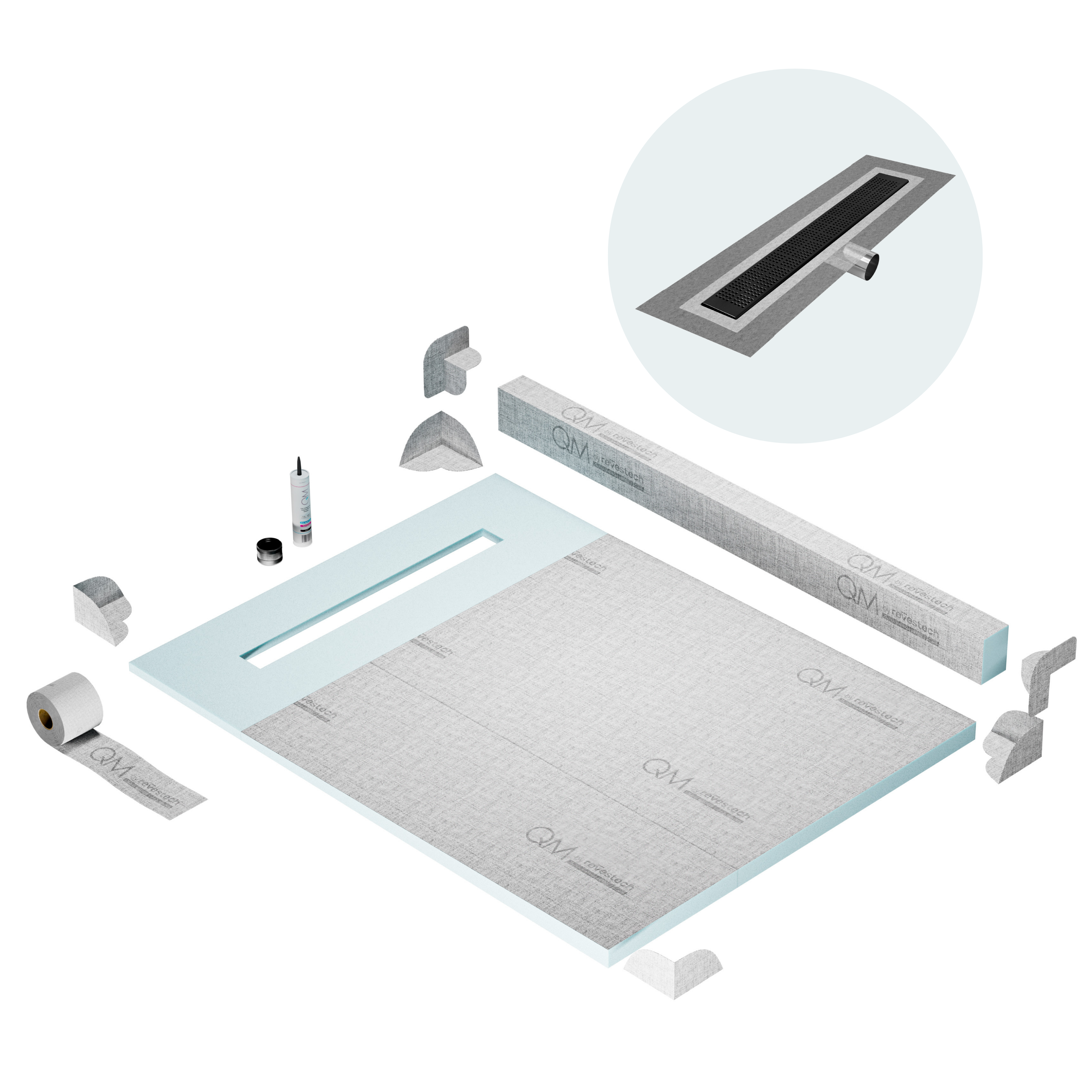 Curb Kai Shower Pan Kit Linear drain