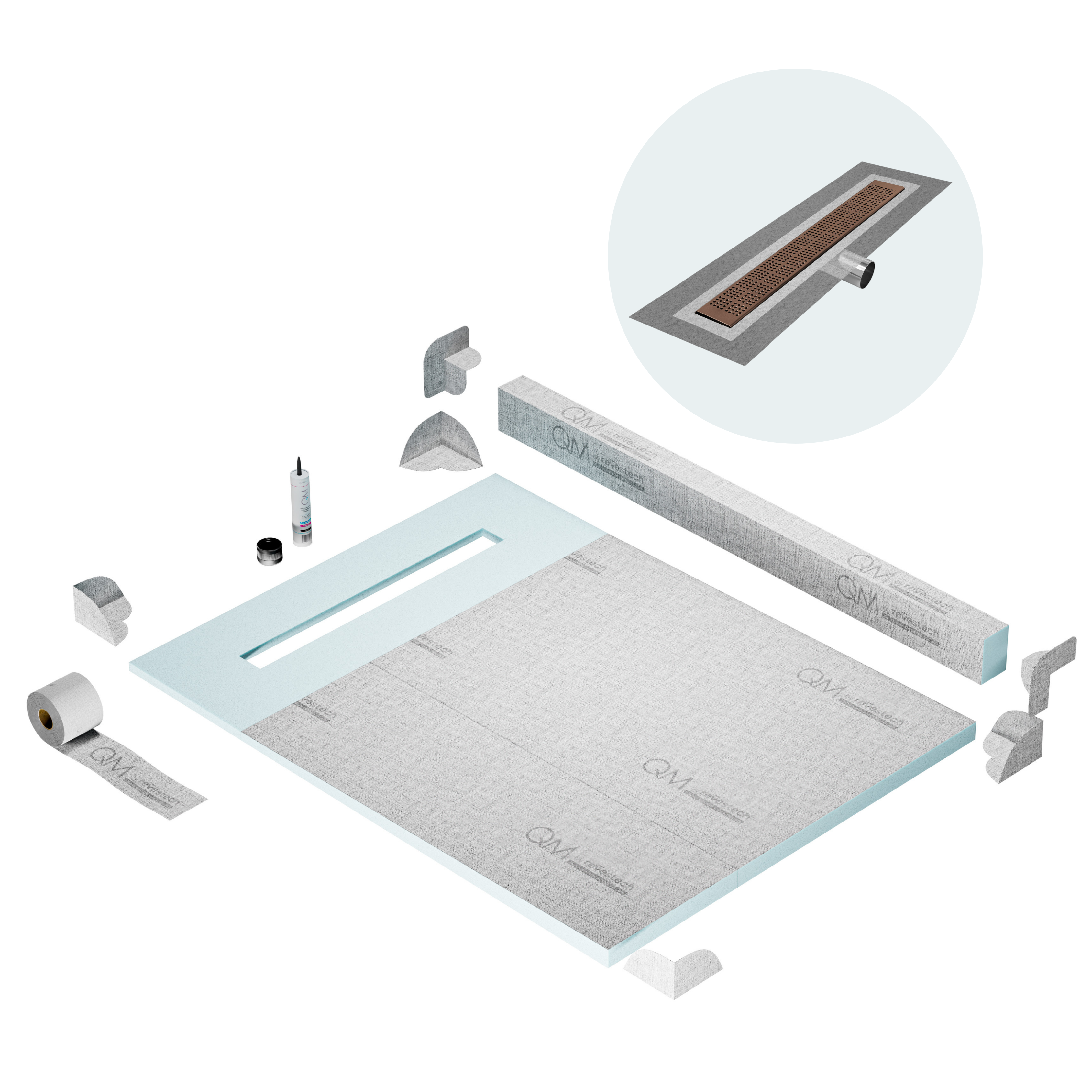 Curb Kai Shower Pan Kit Linear drain