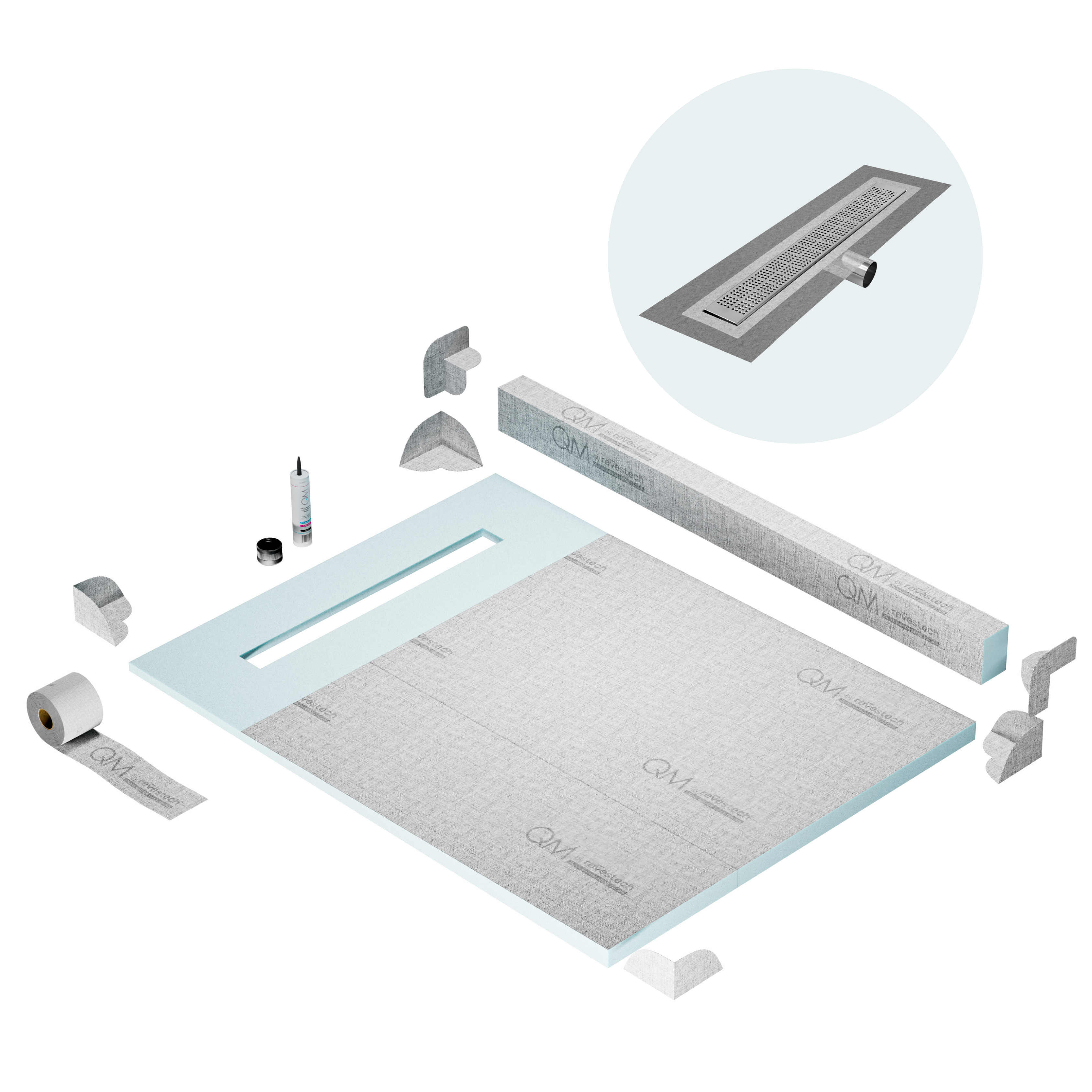 Curb Kai Shower Pan Kit Linear drain