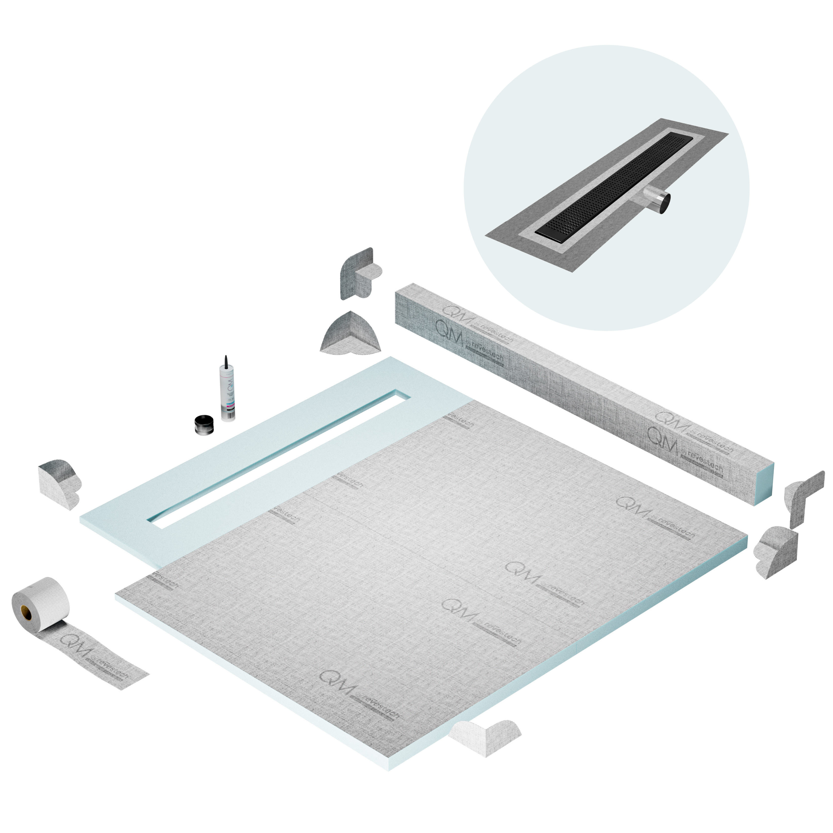 Curb Kai Shower Pan Kit Linear drain