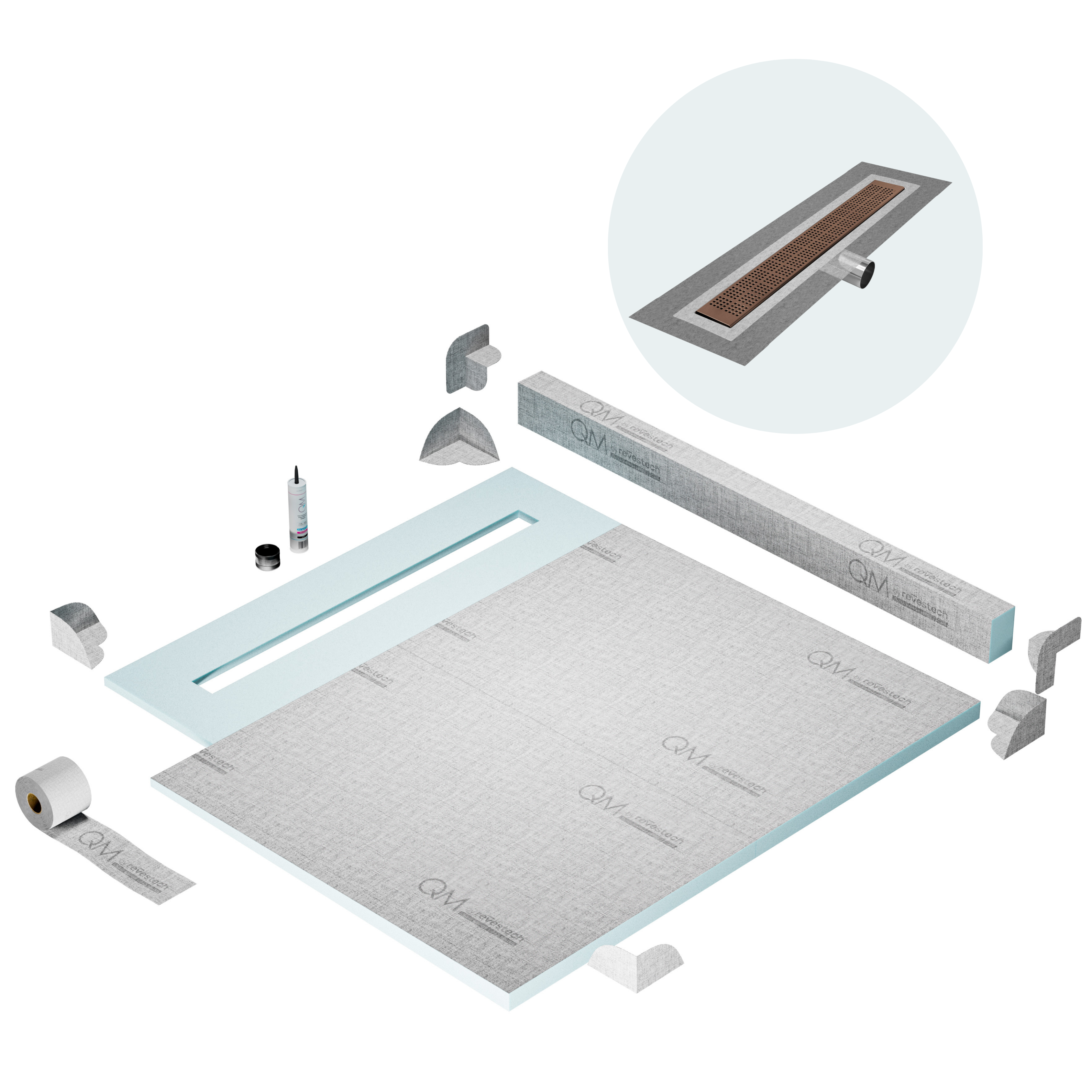 Curb Kai Shower Pan Kit Linear drain