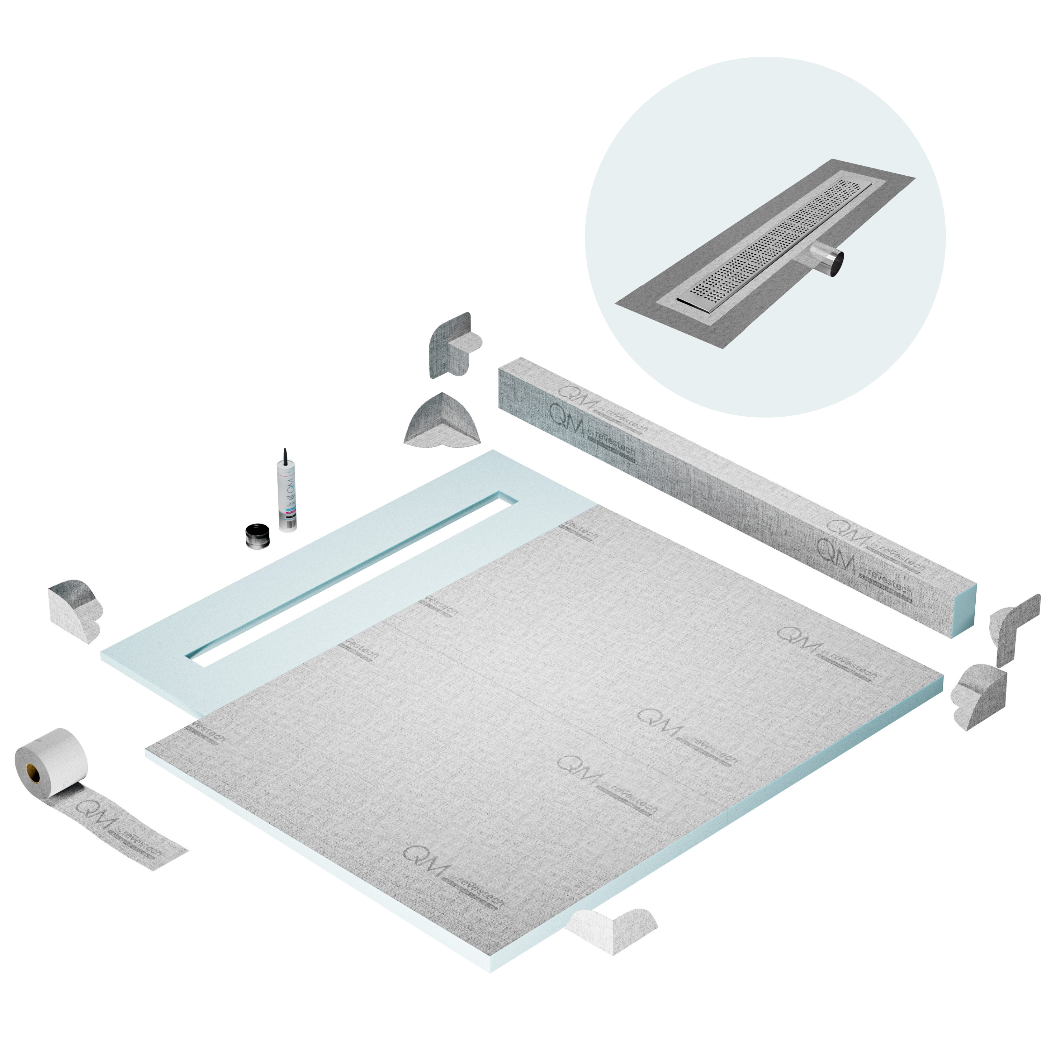 Curb Kai Shower Pan Kit Linear drain