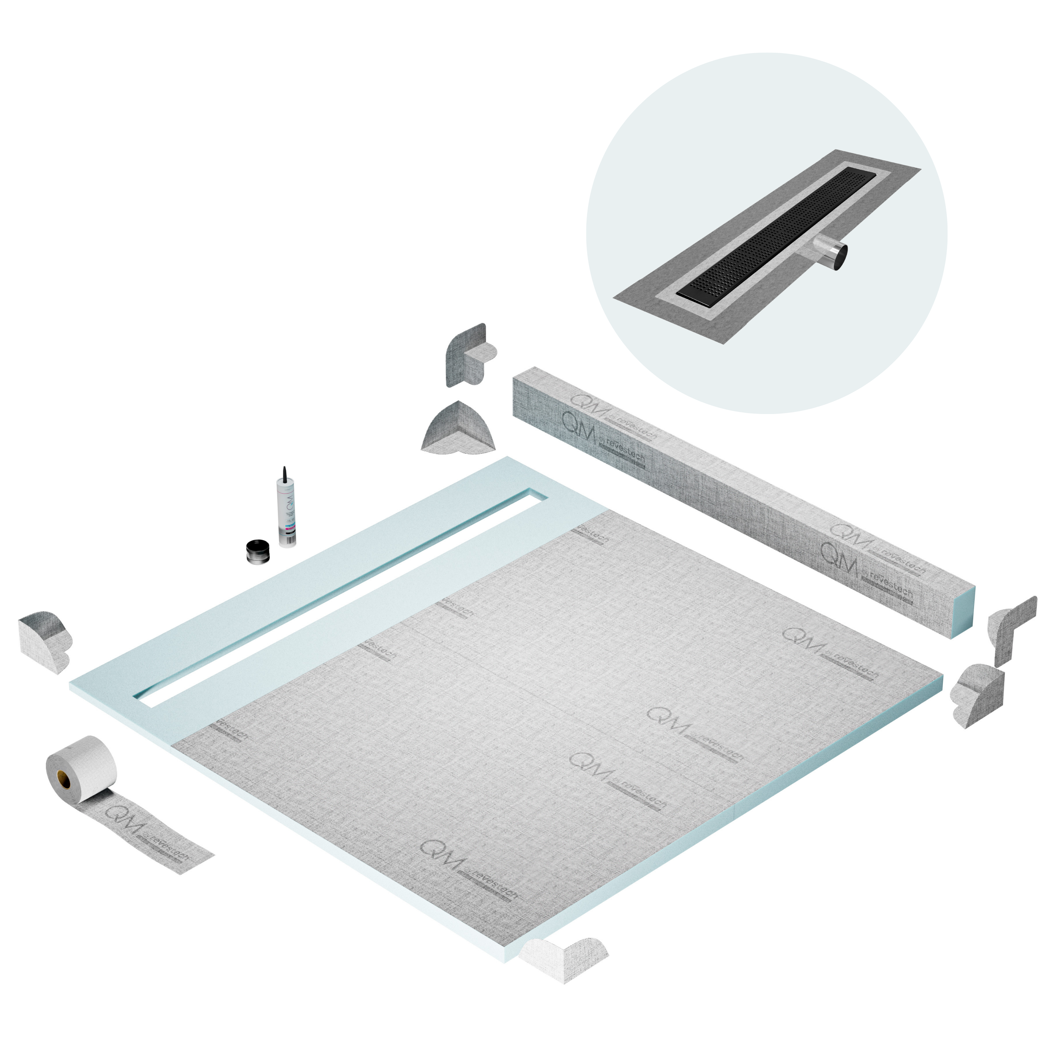 Curb Kai Shower Pan Kit Linear drain
