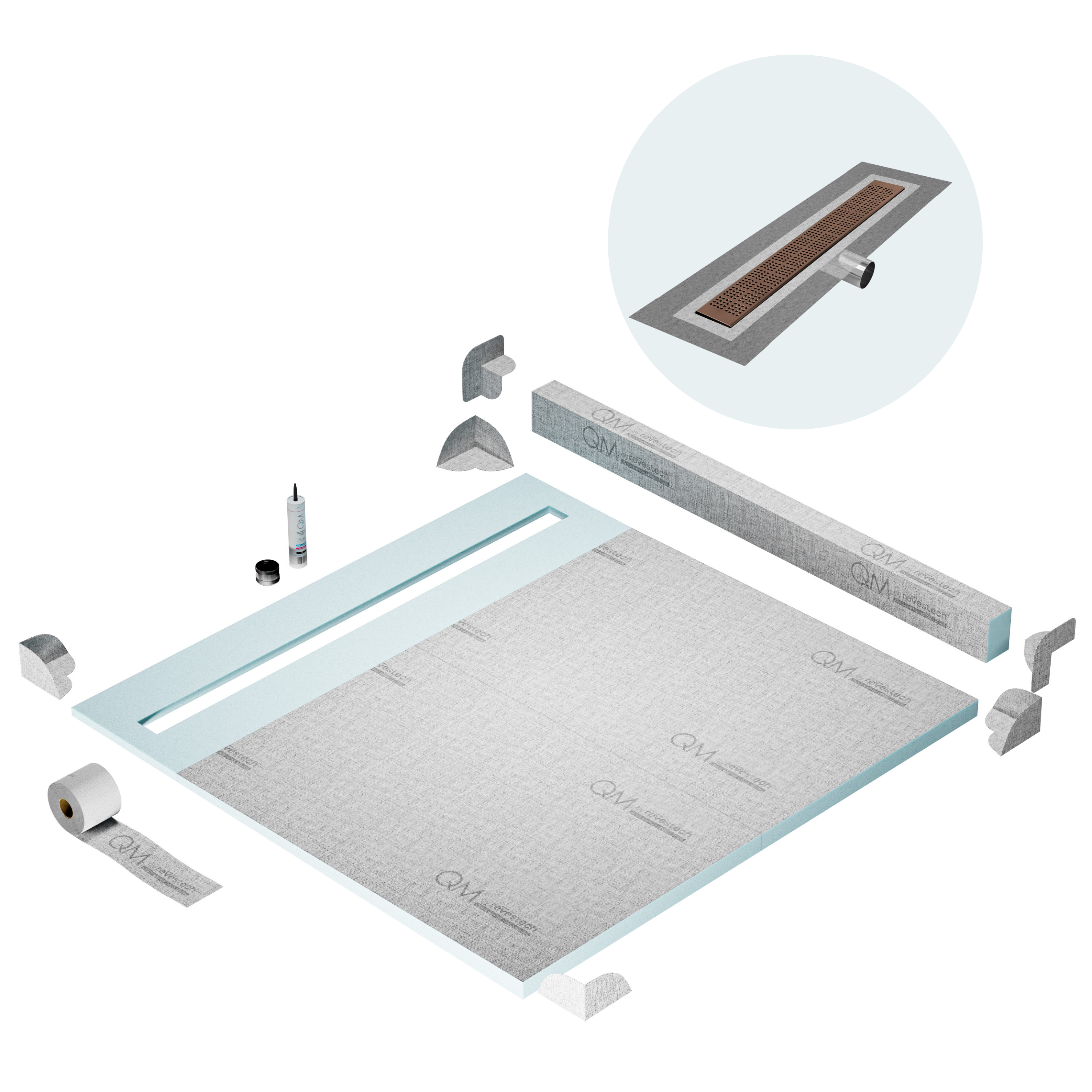 Curb Kai Shower Pan Kit Linear drain