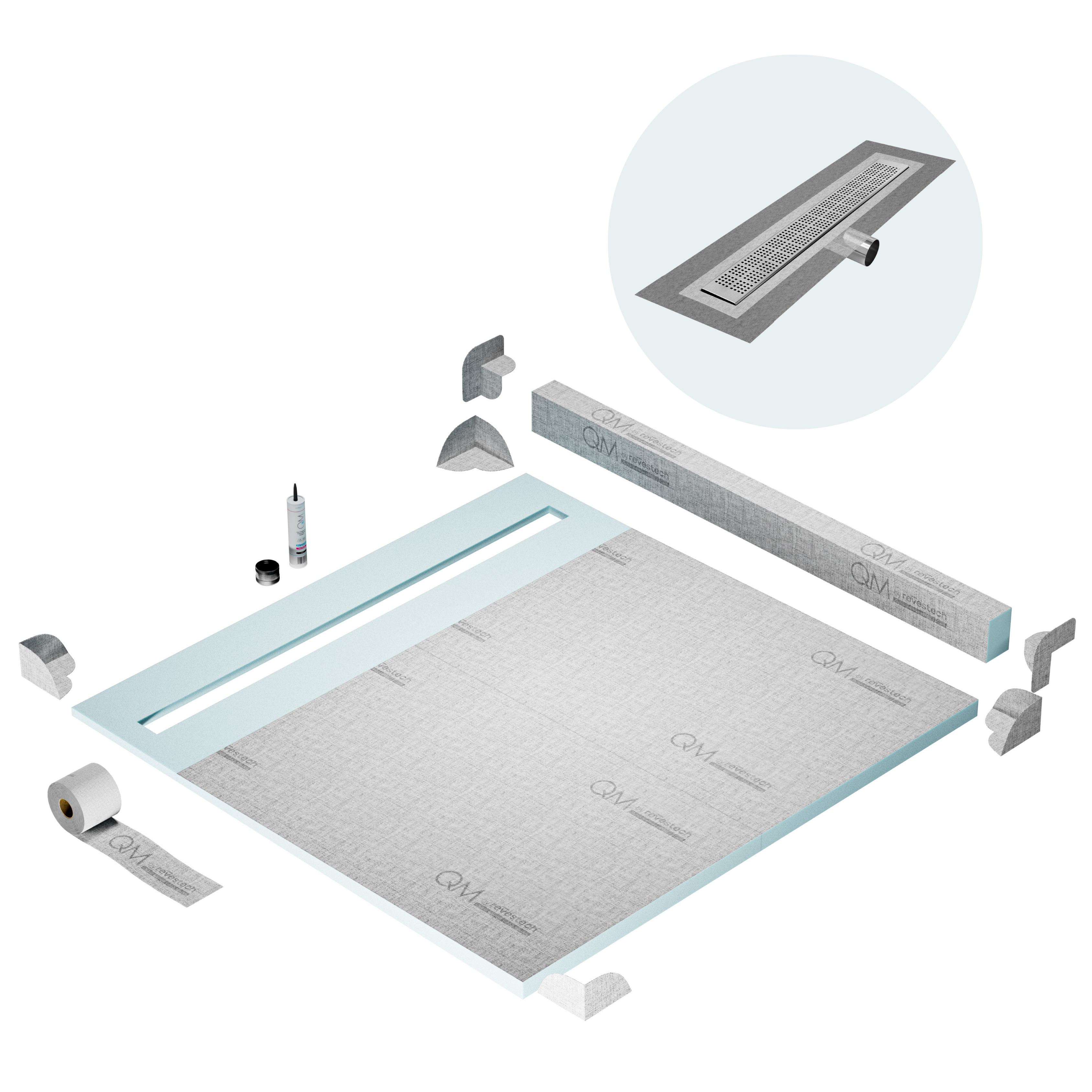 Curb Kai Shower Pan Kit Linear drain