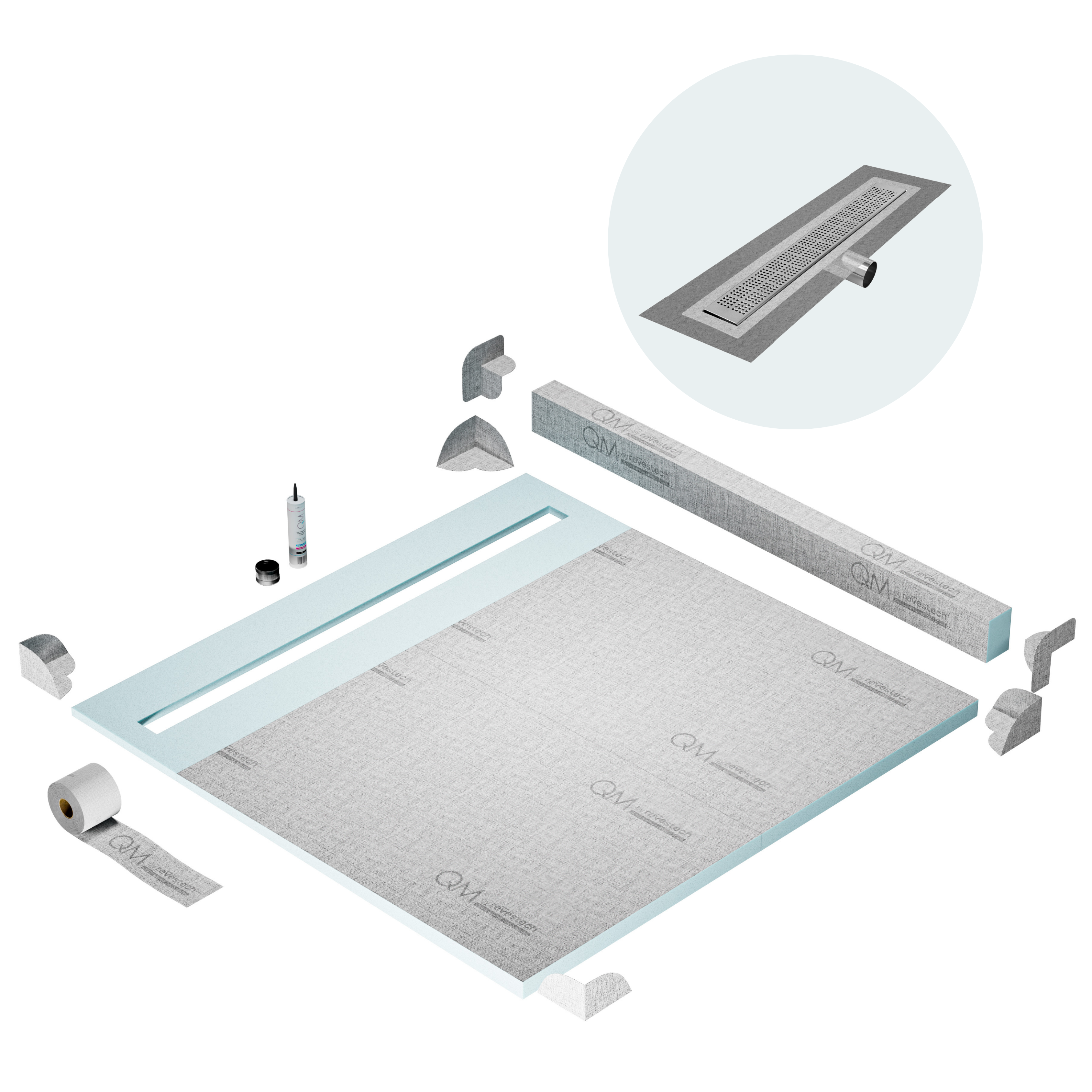 Curb Kai Shower Pan Kit Linear drain