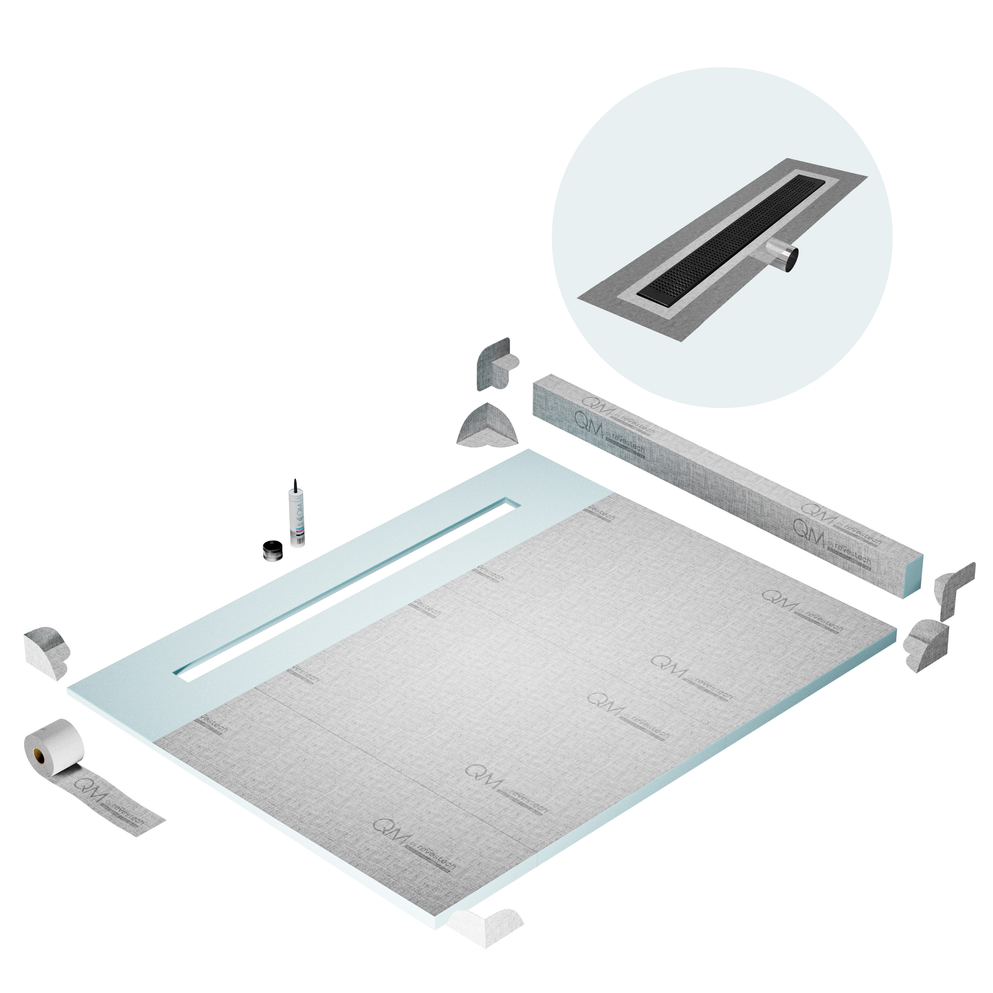 Curb Kai Shower Pan Kit Linear drain