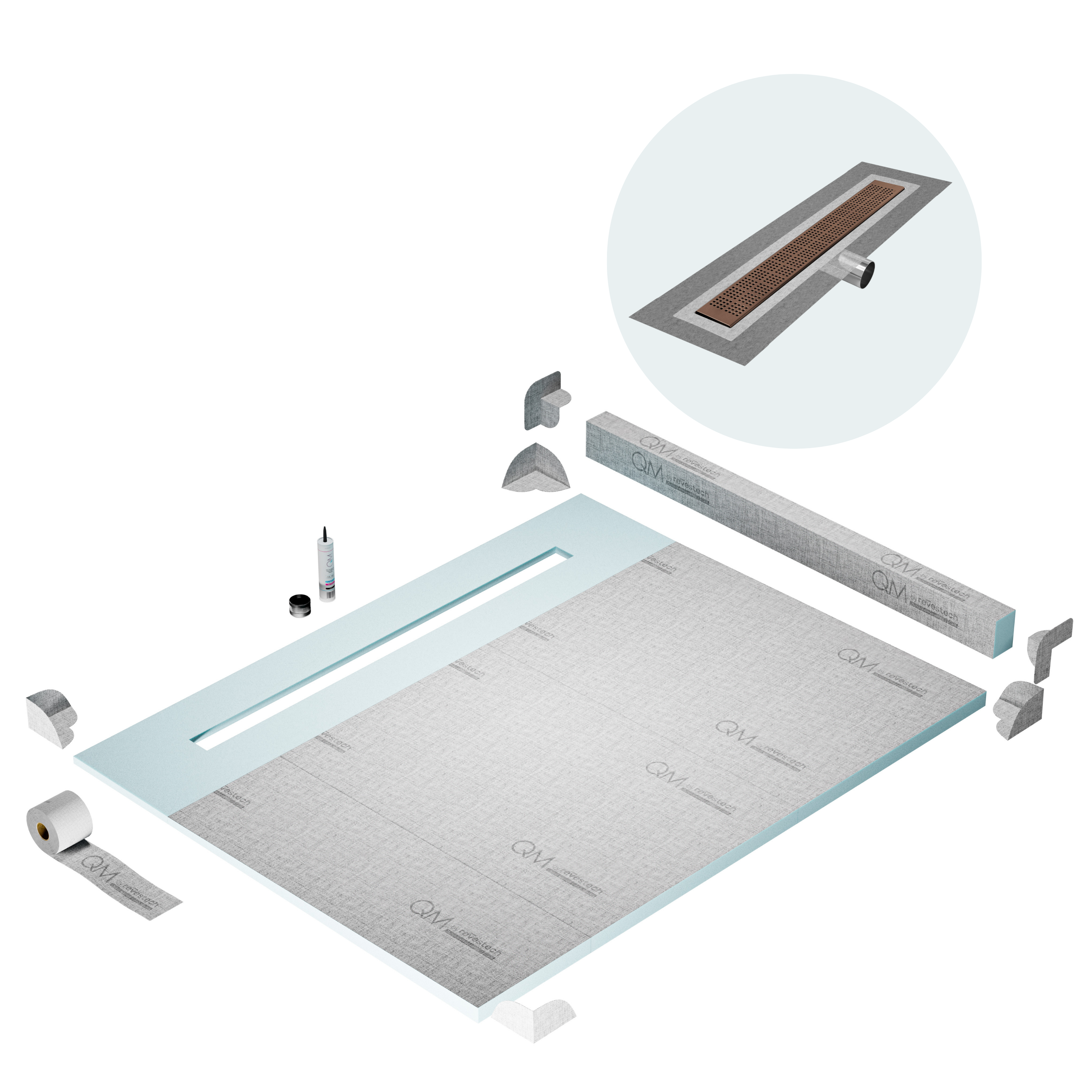 Curb Kai Shower Pan Kit Linear drain