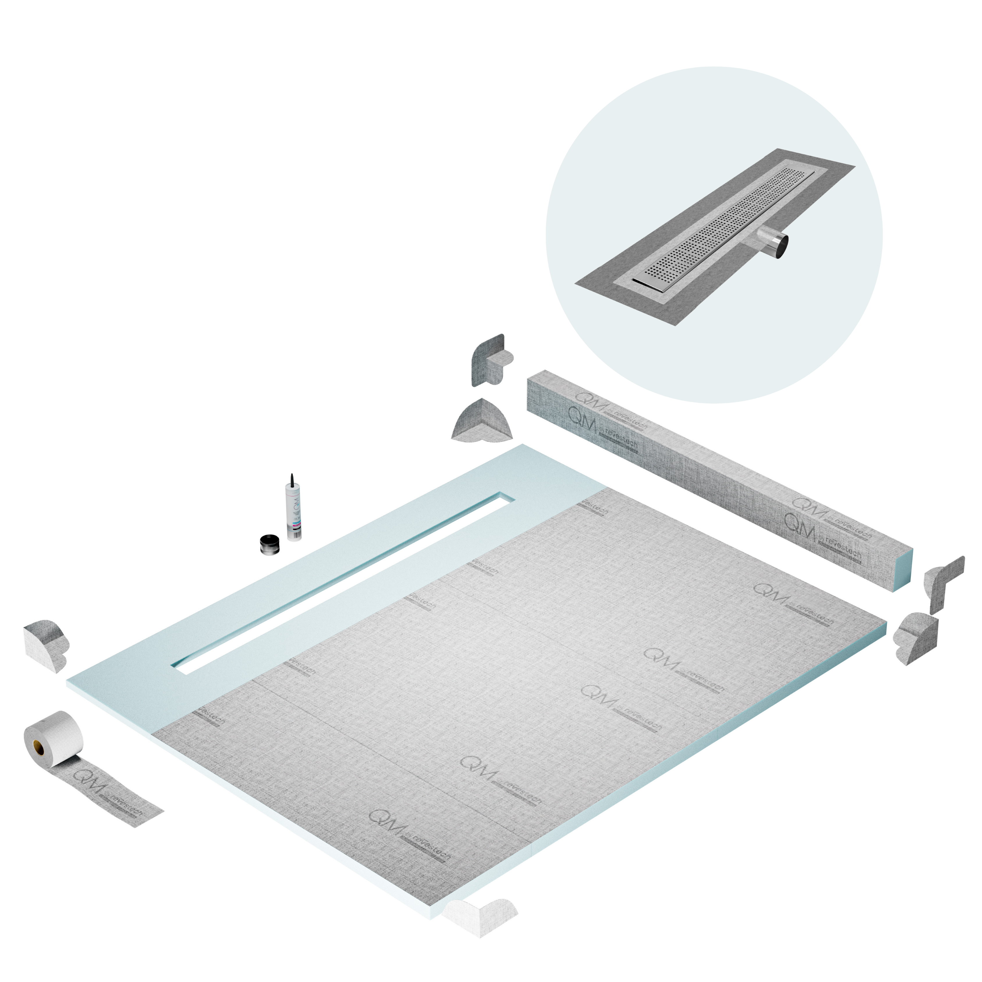 Curb Kai Shower Pan Kit Linear drain