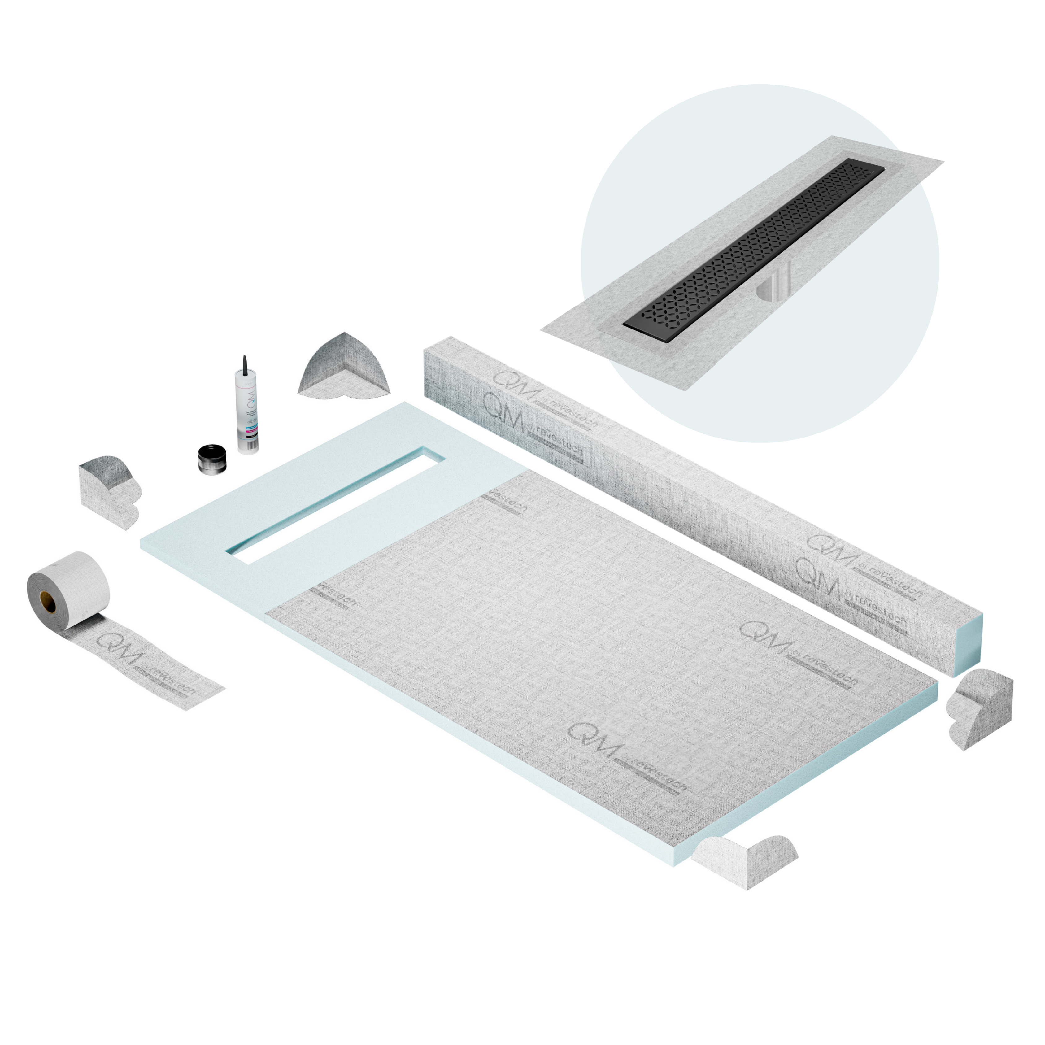Curb Lotus Shower Pan Kit Linear drain