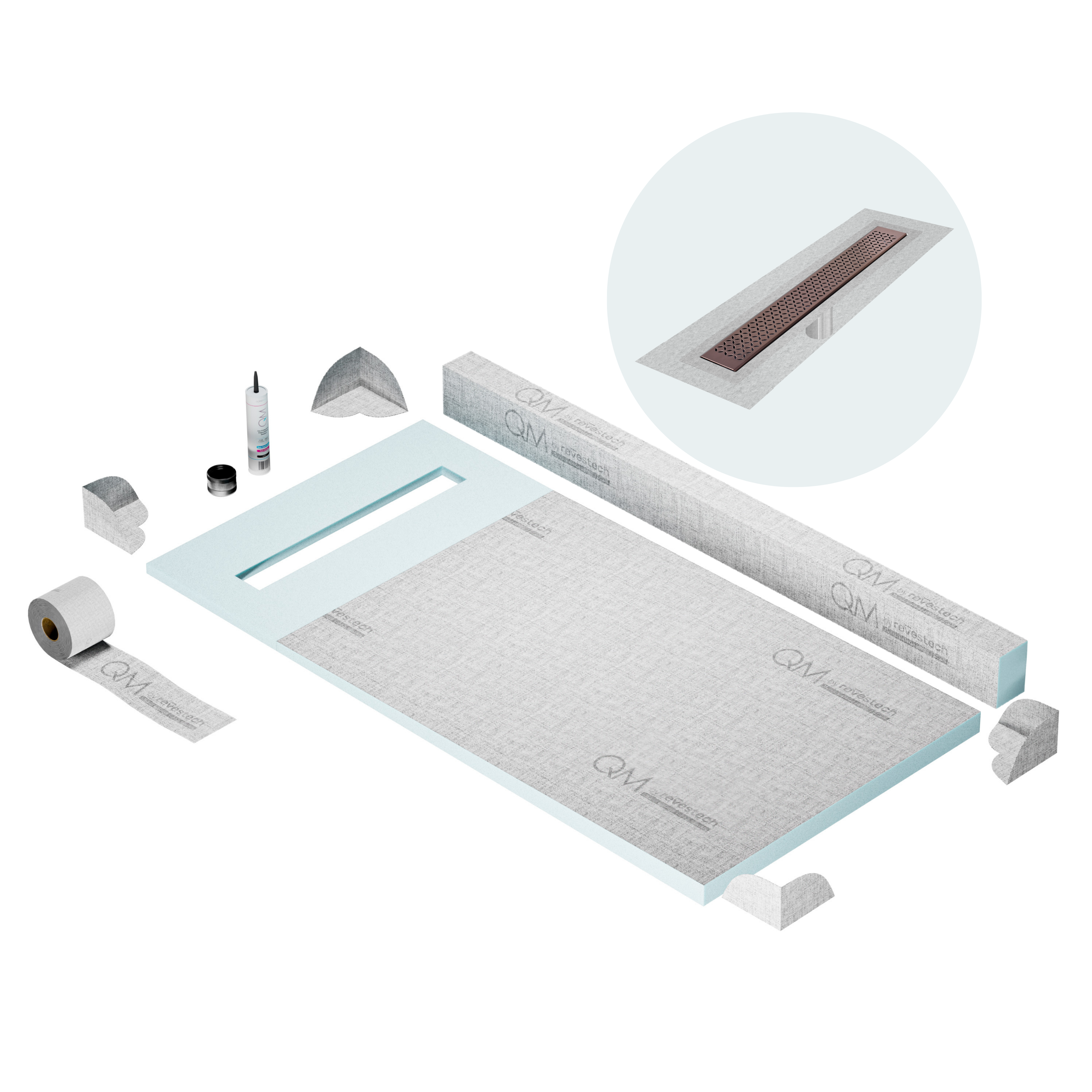 Curb Lotus Shower Pan Kit Linear drain