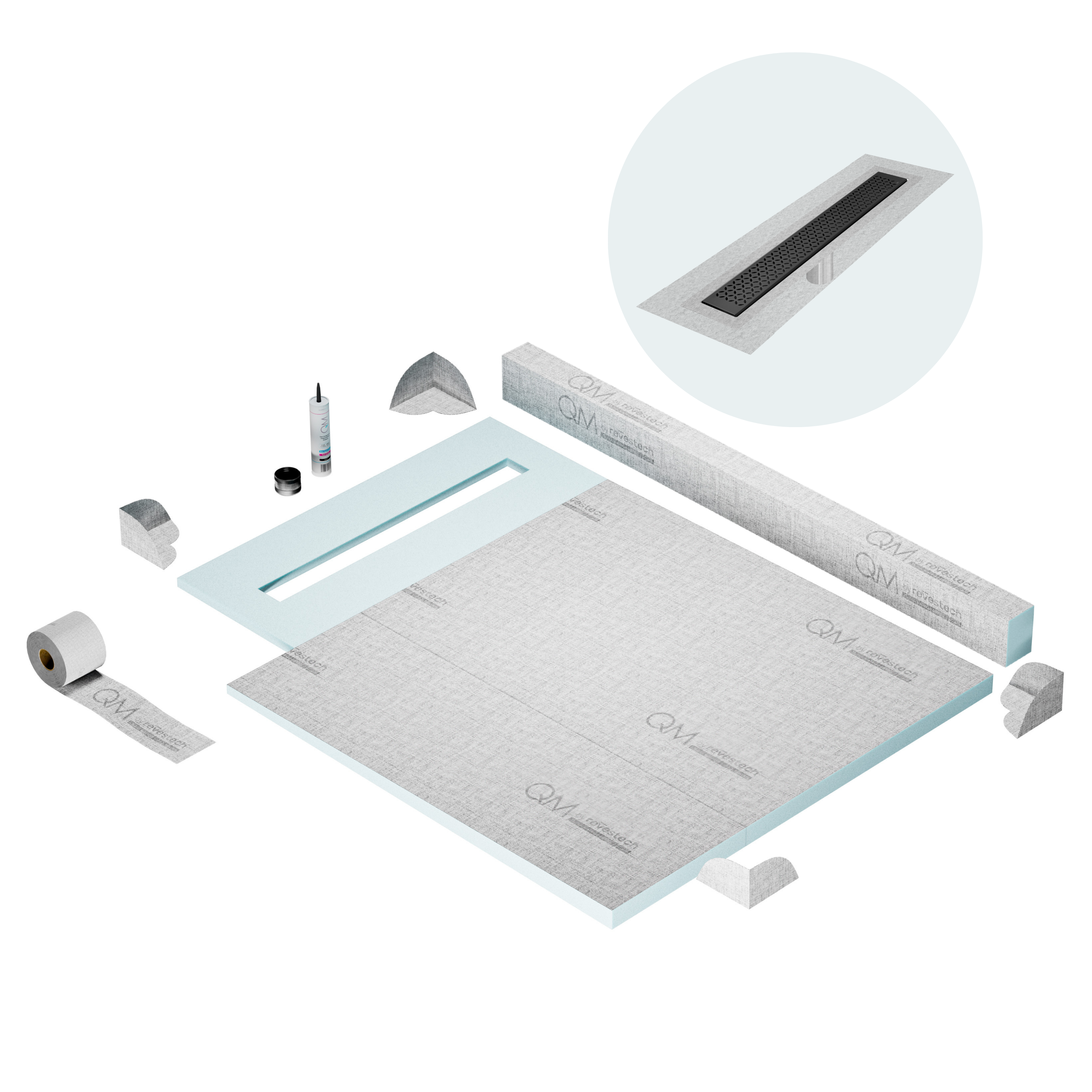 Curb Lotus Shower Pan Kit Linear drain