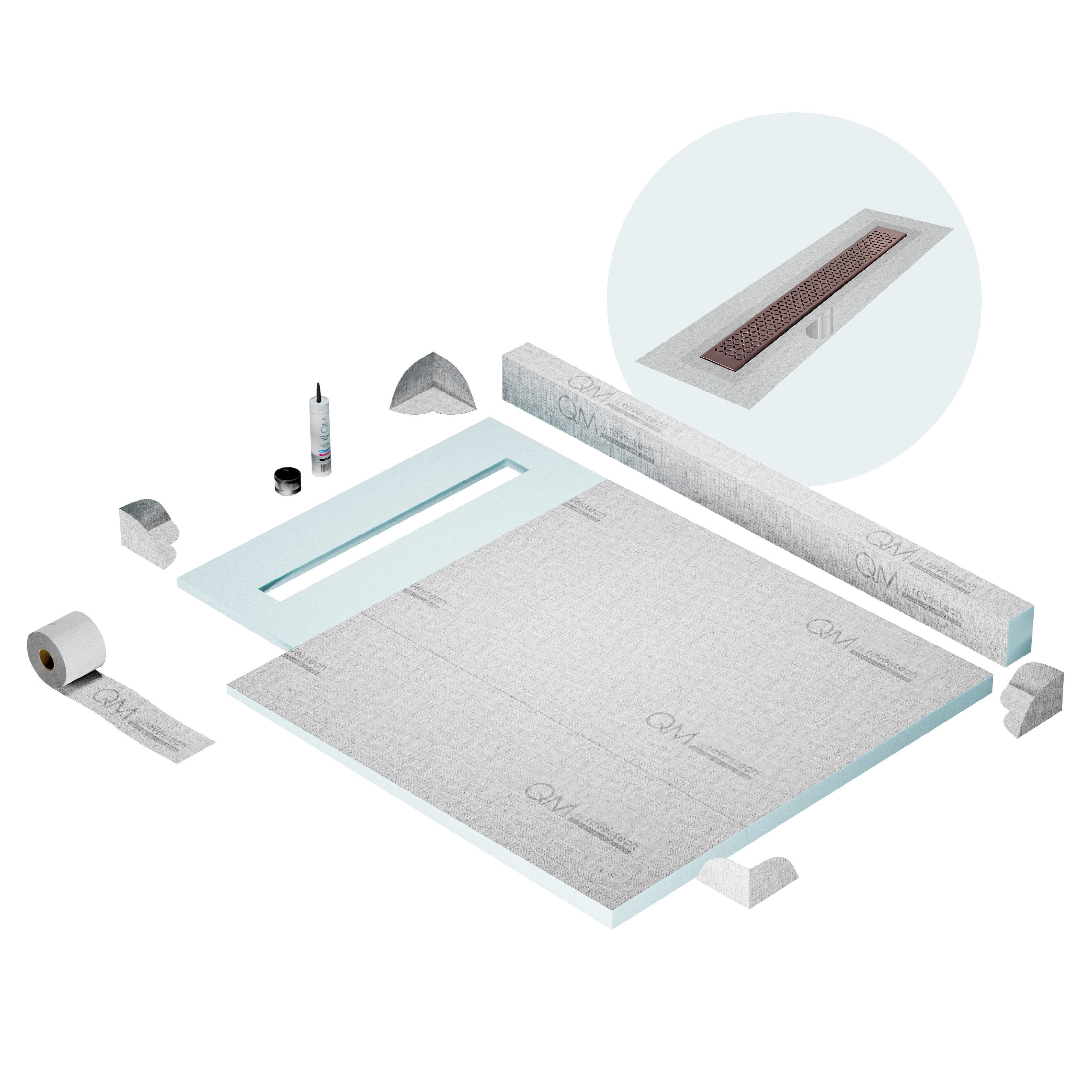 Curb Lotus Shower Pan Kit Linear drain