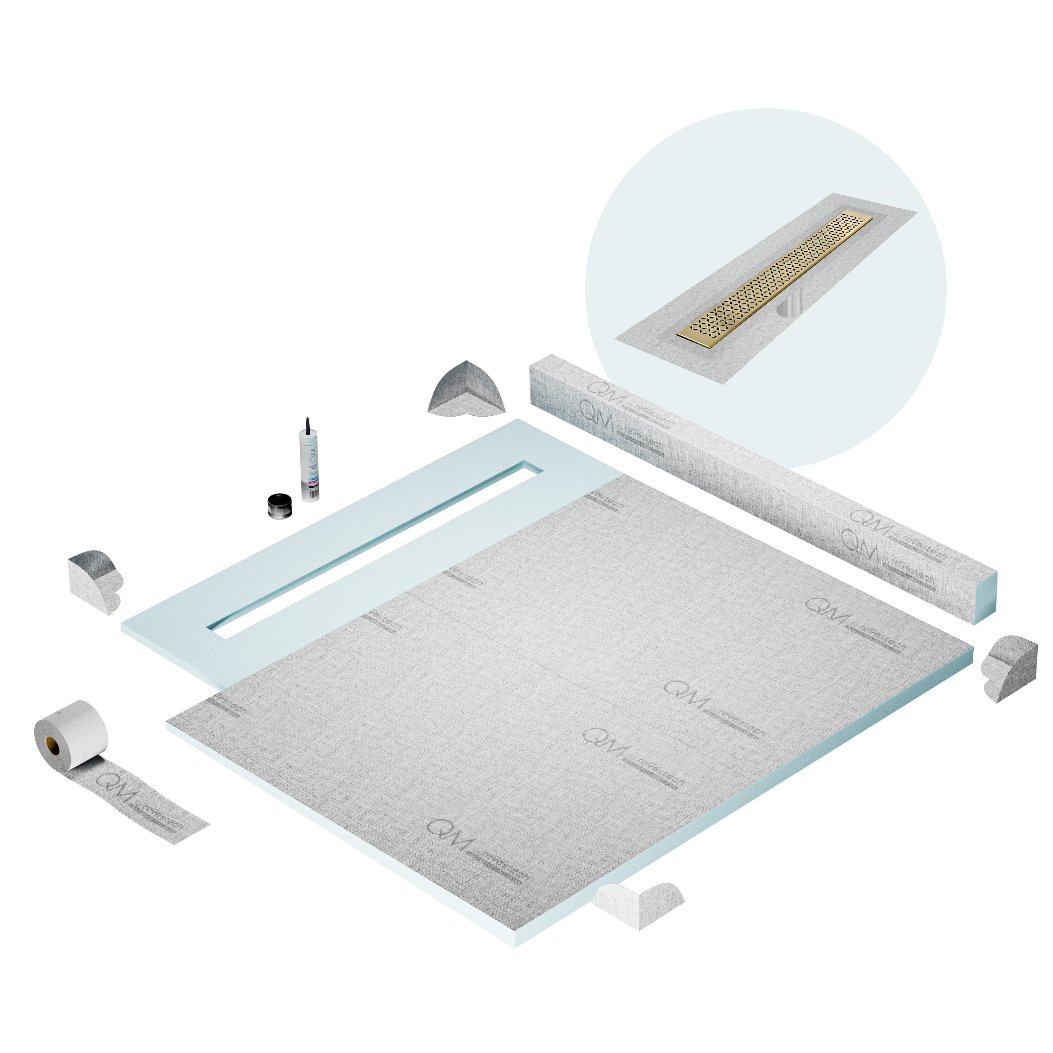 Curb Lotus Shower Pan Kit Linear drain