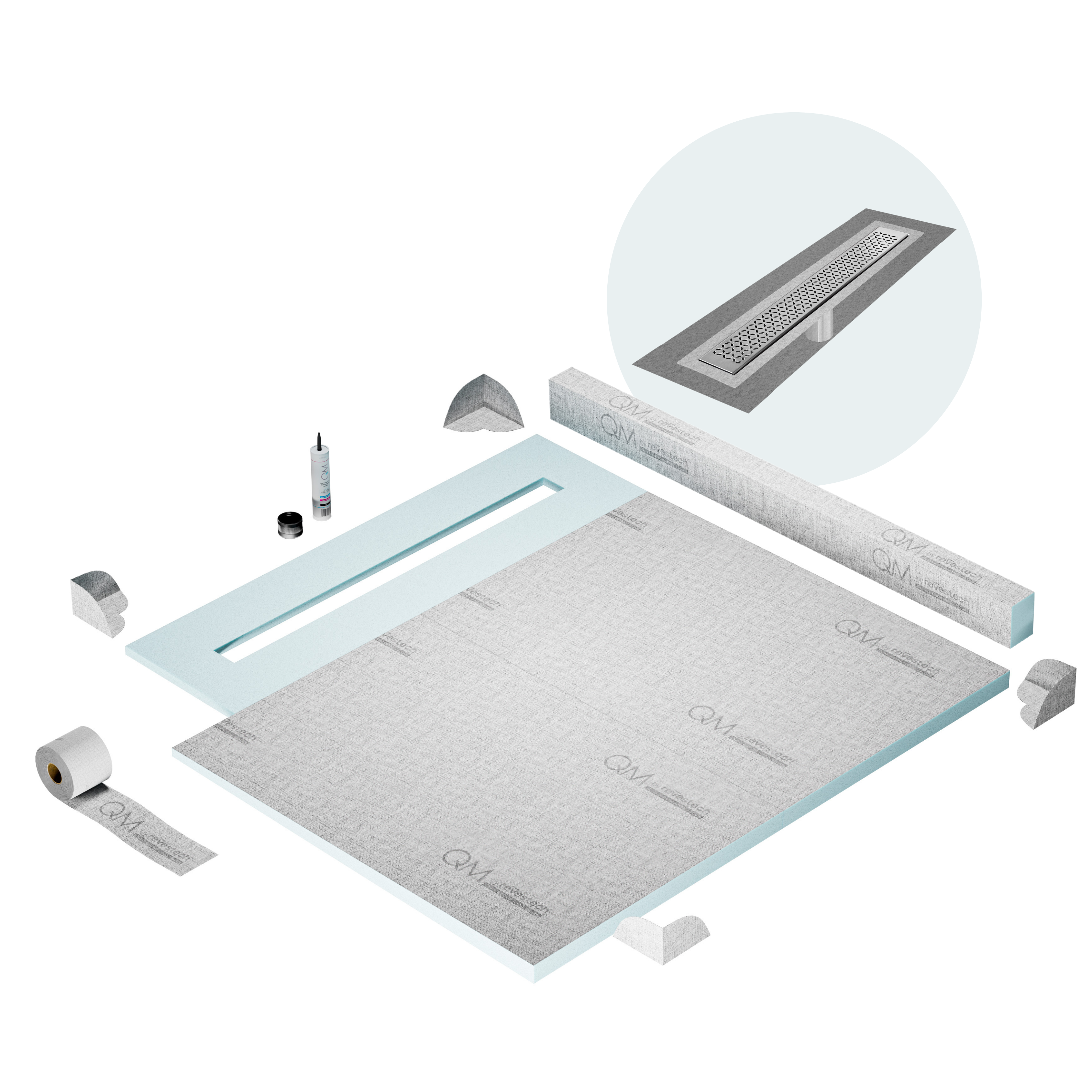 Curb Lotus Shower Pan Kit Linear drain