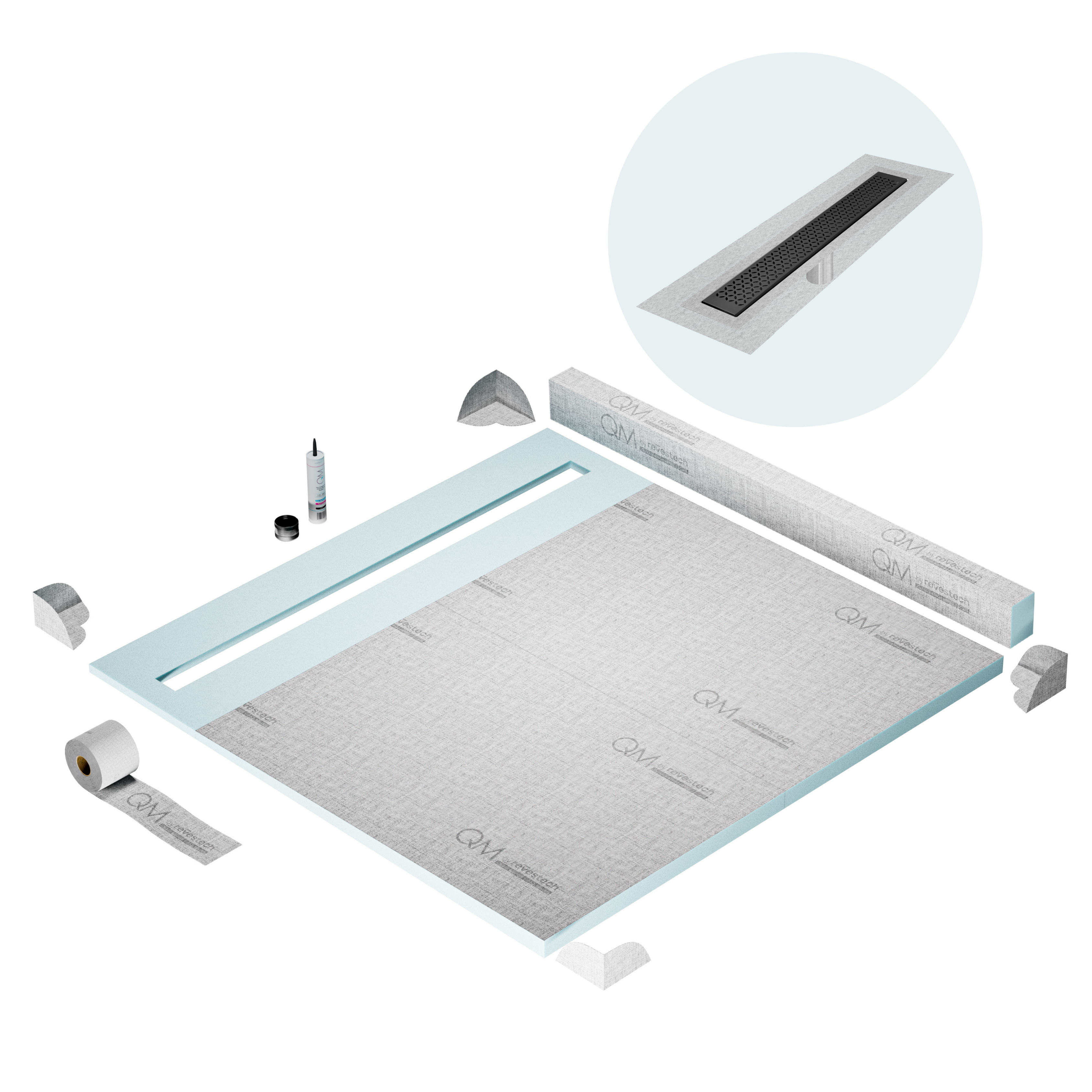 Curb Lotus Shower Pan Kit Linear drain
