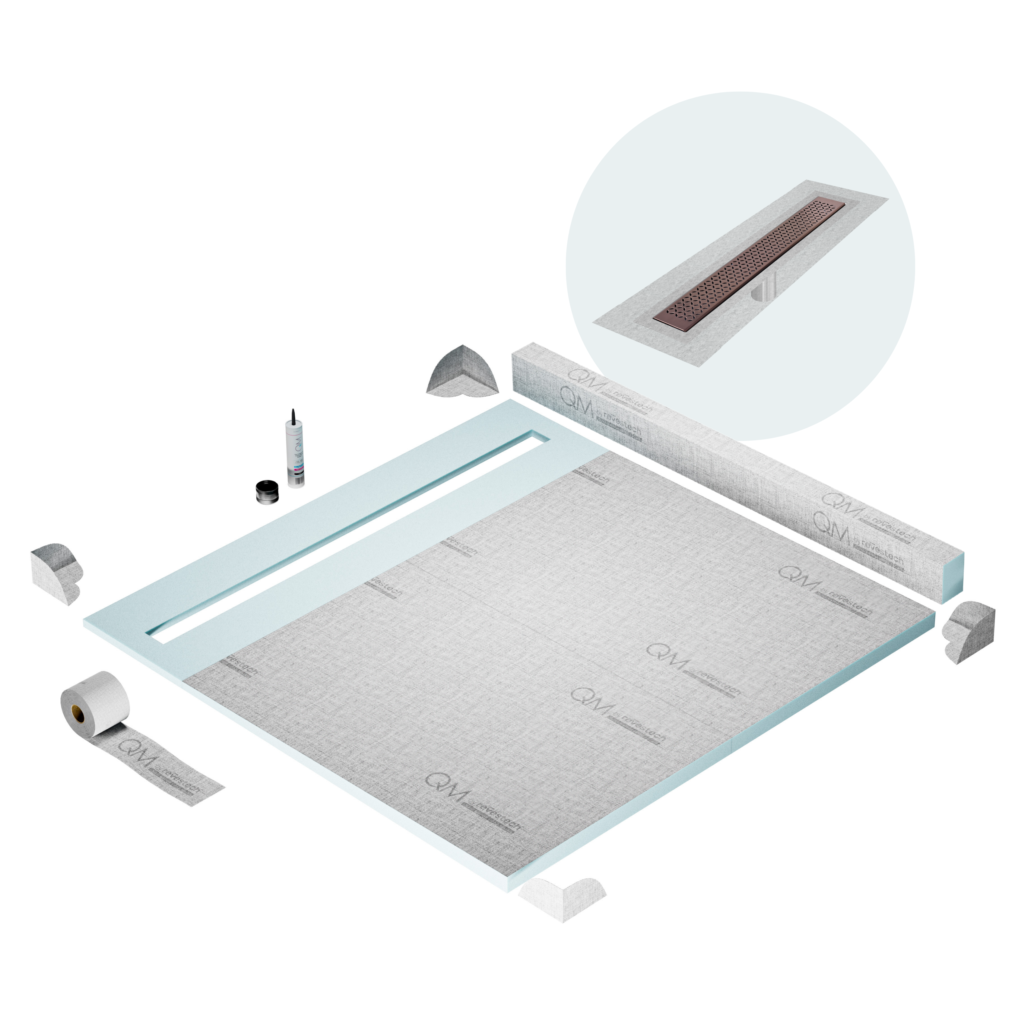 Curb Lotus Shower Pan Kit Linear drain