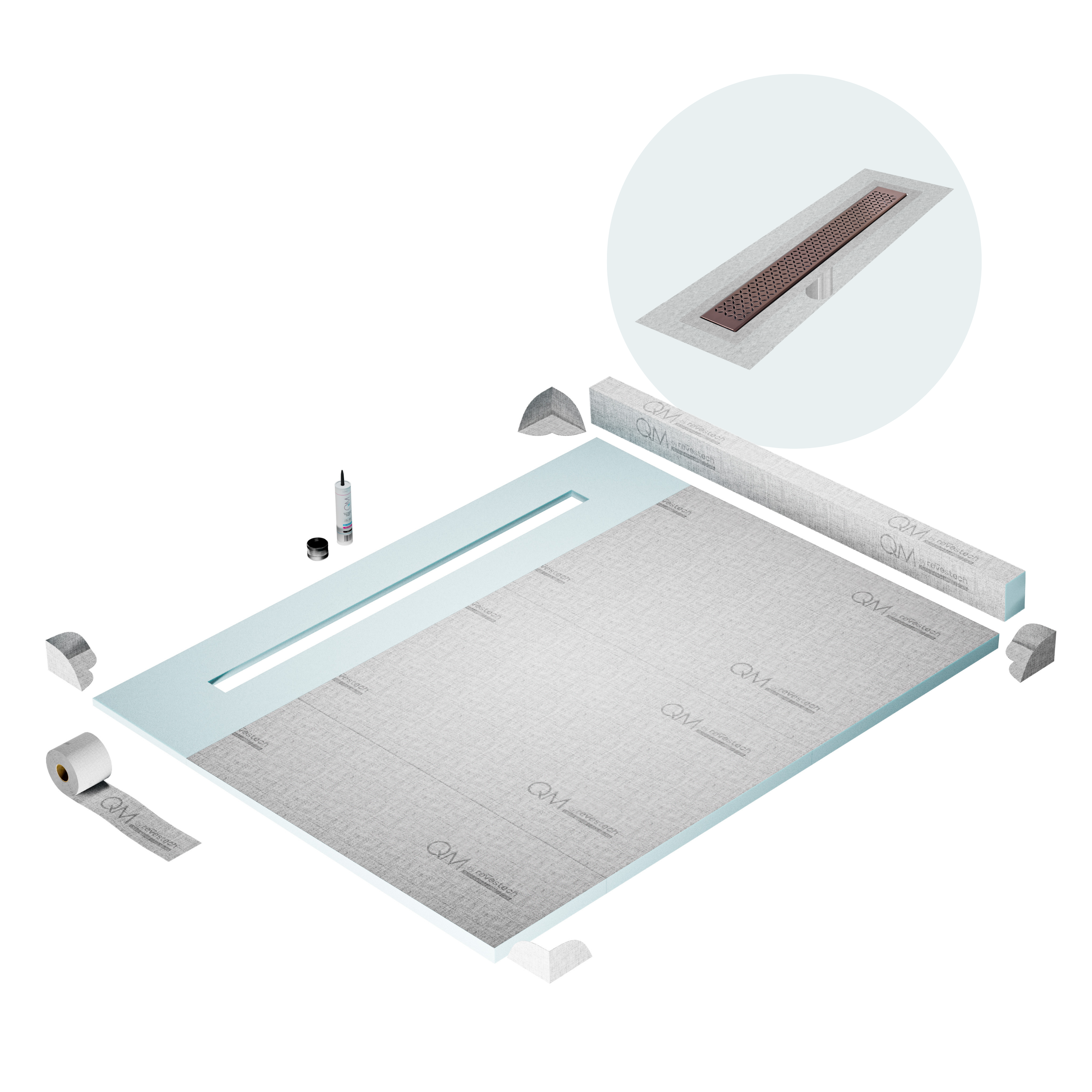 Curb Lotus Shower Pan Kit Linear drain