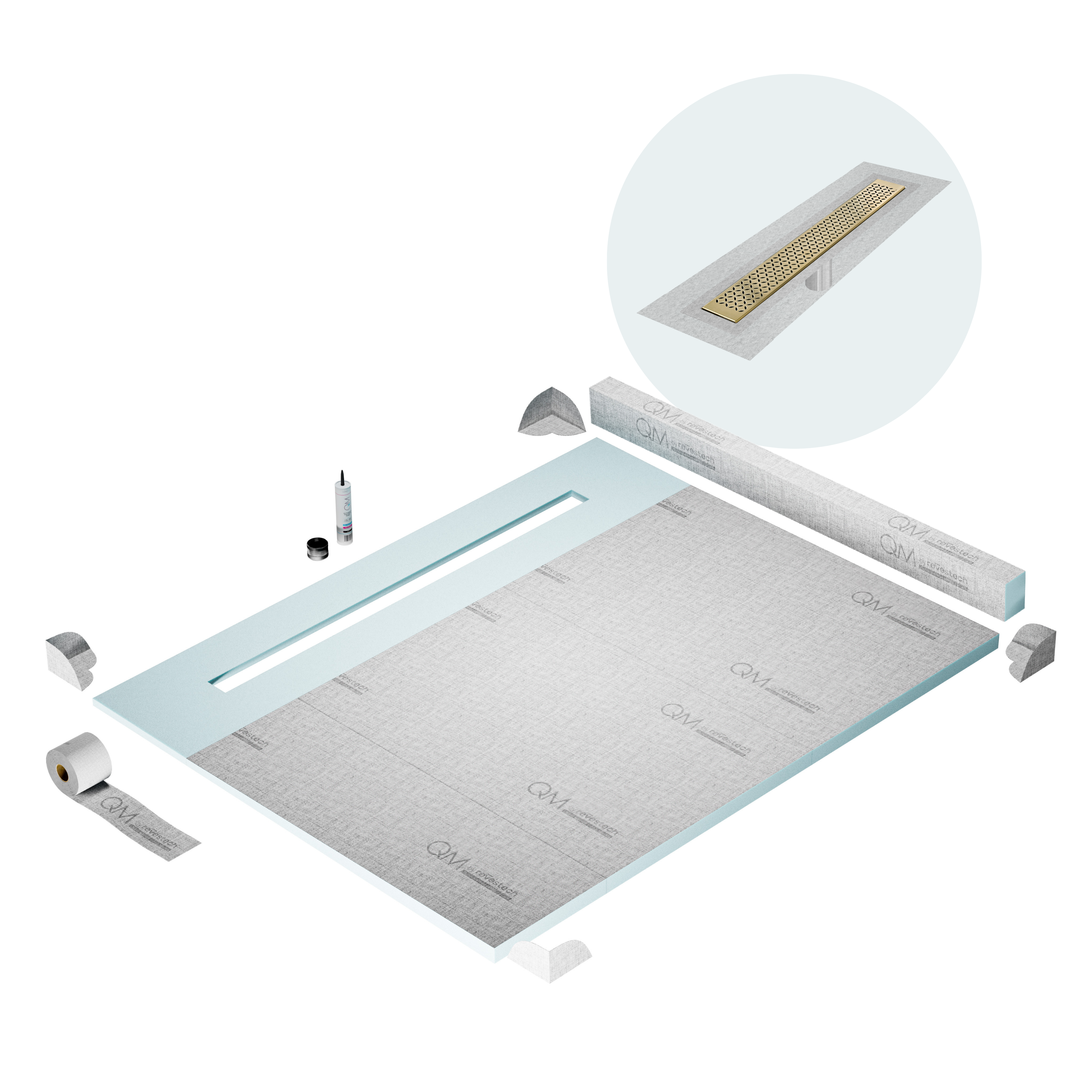 Curb Lotus Shower Pan Kit Linear drain