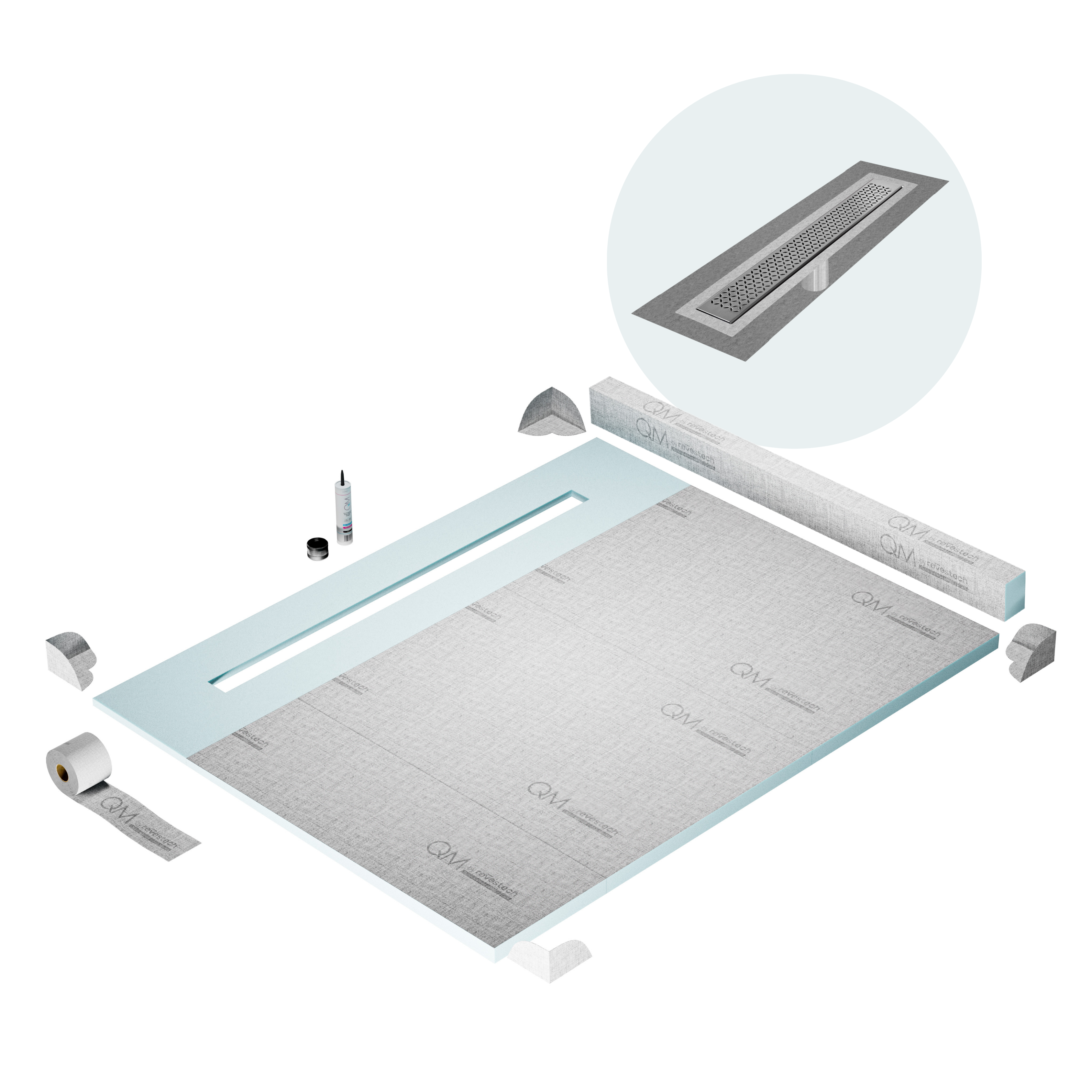 Curb Lotus Shower Pan Kit Linear drain