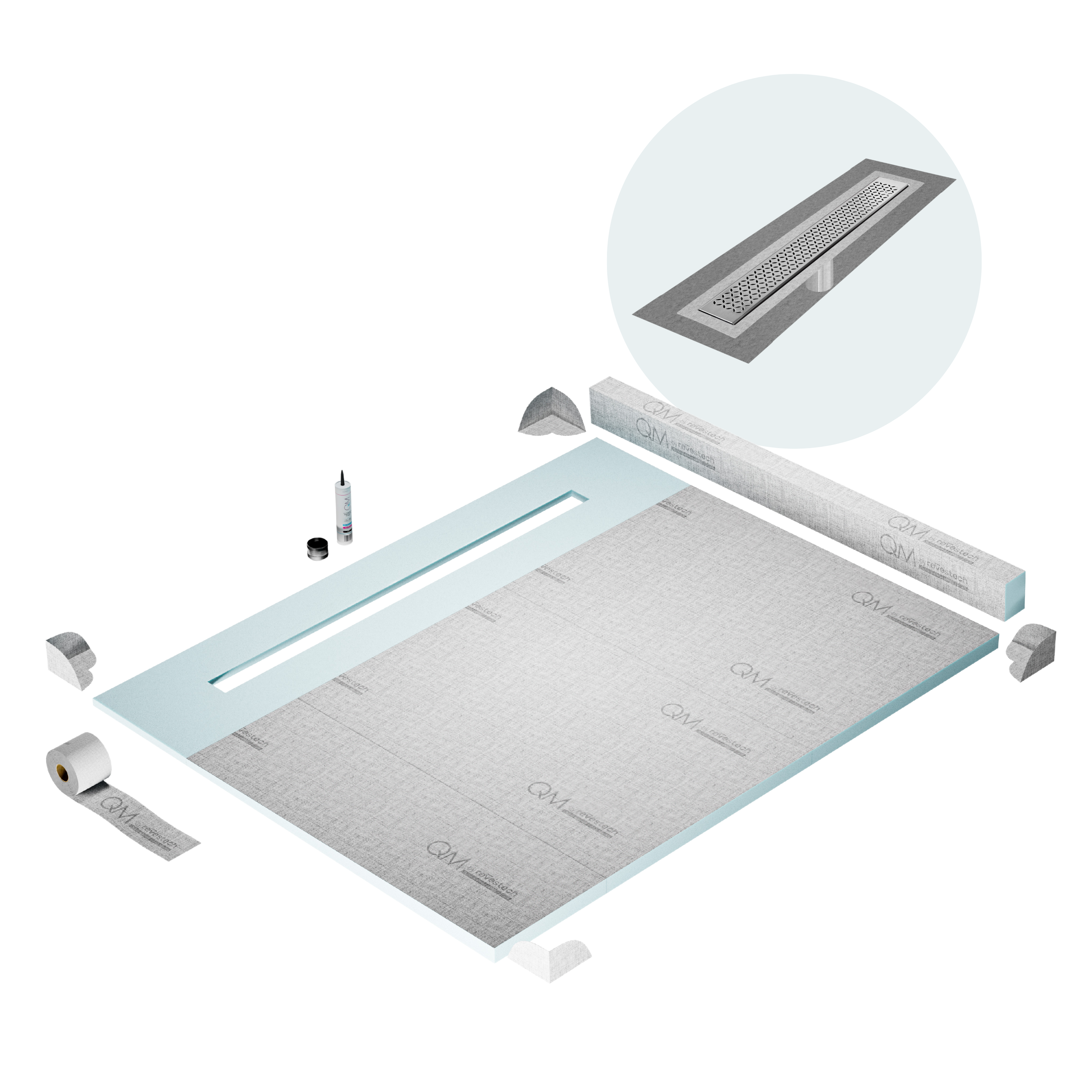 Curb Lotus Shower Pan Kit Linear drain