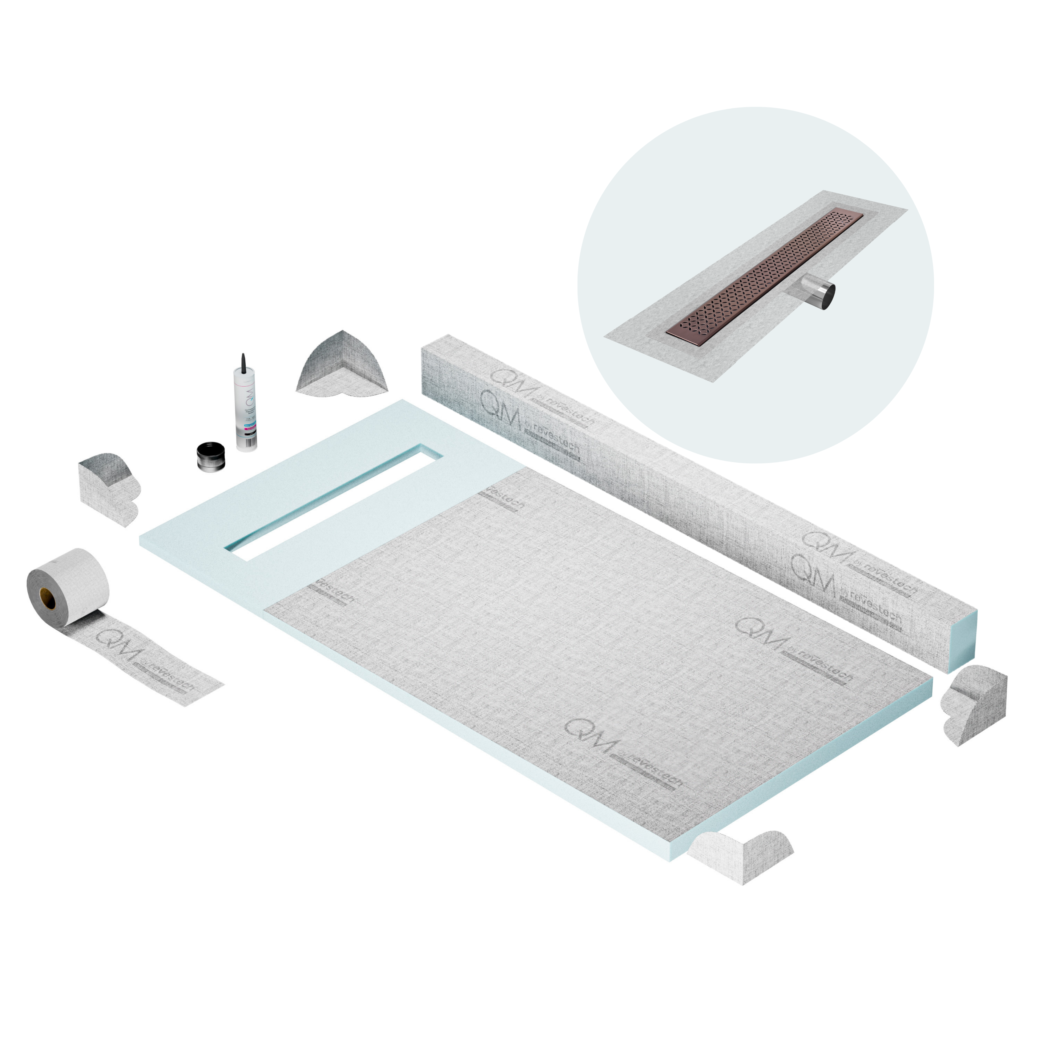 Curb Lotus Shower Pan Kit Linear drain