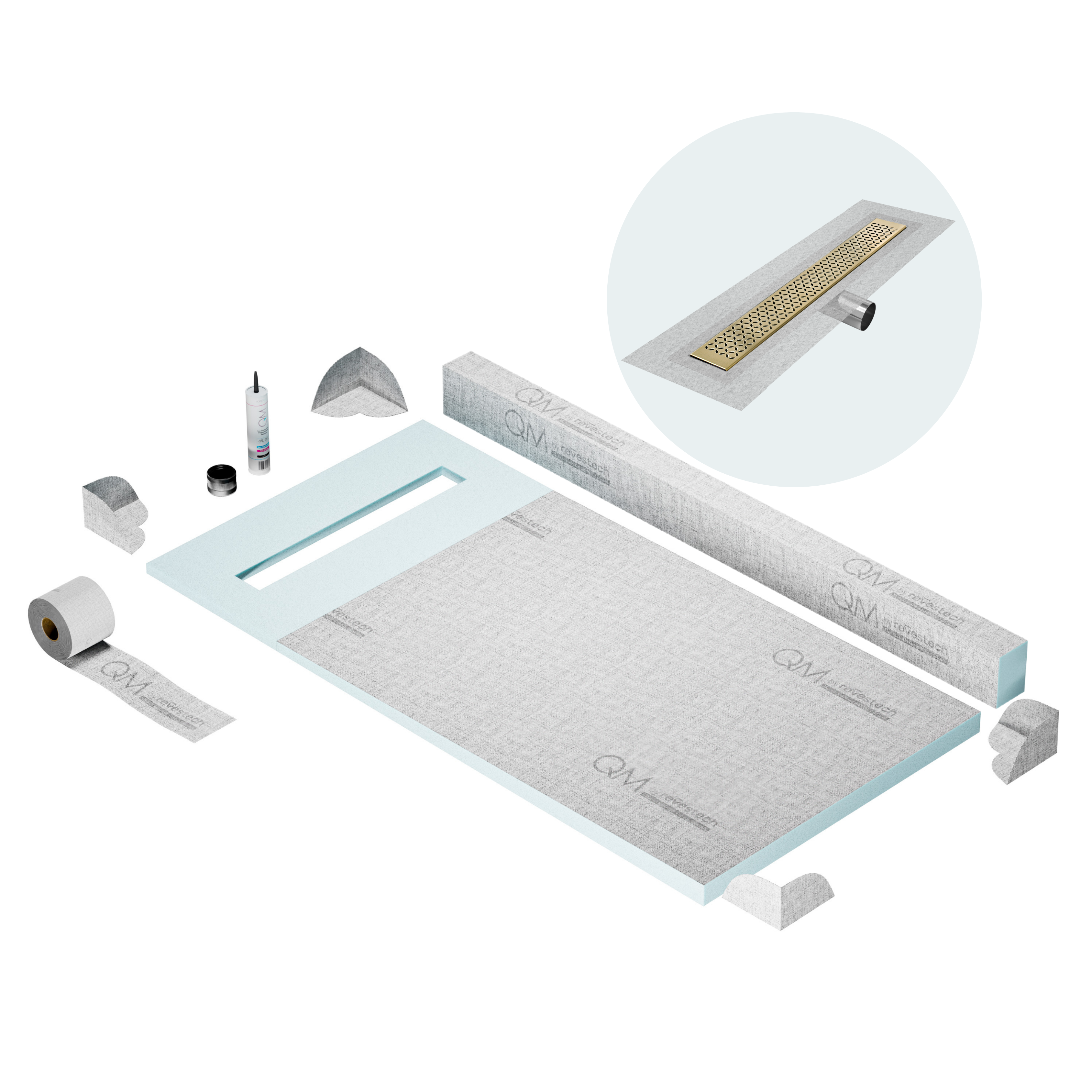 Curb Lotus Shower Pan Kit Linear drain