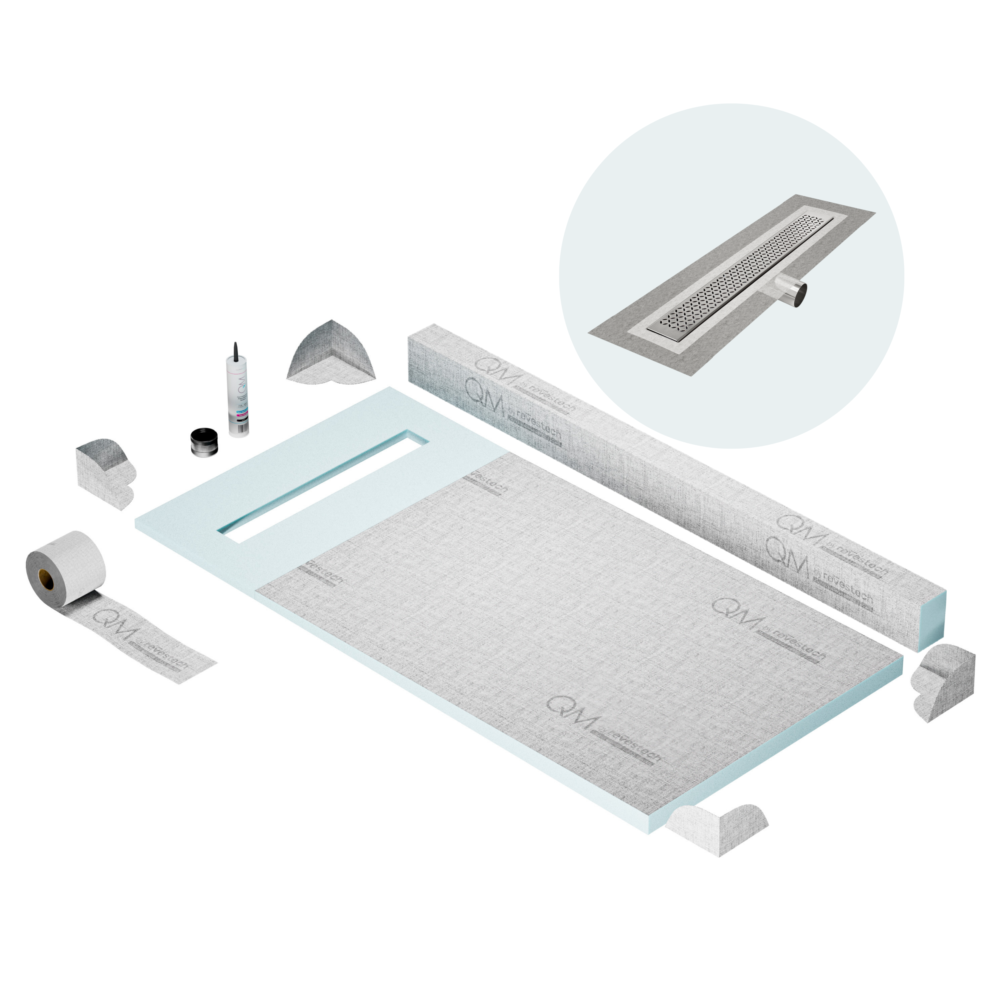 Curb Lotus Shower Pan Kit Linear drain