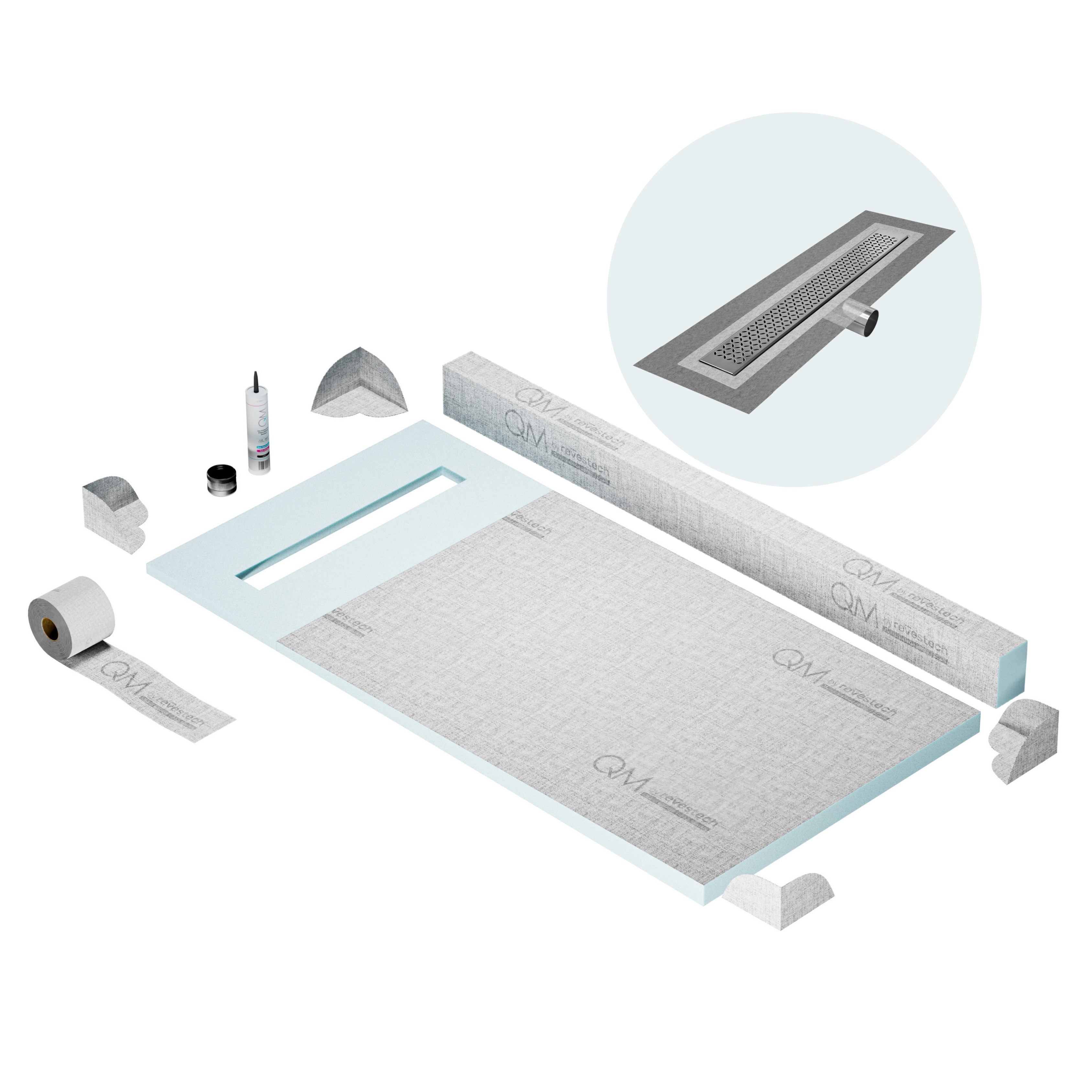 Curb Lotus Shower Pan Kit Linear drain