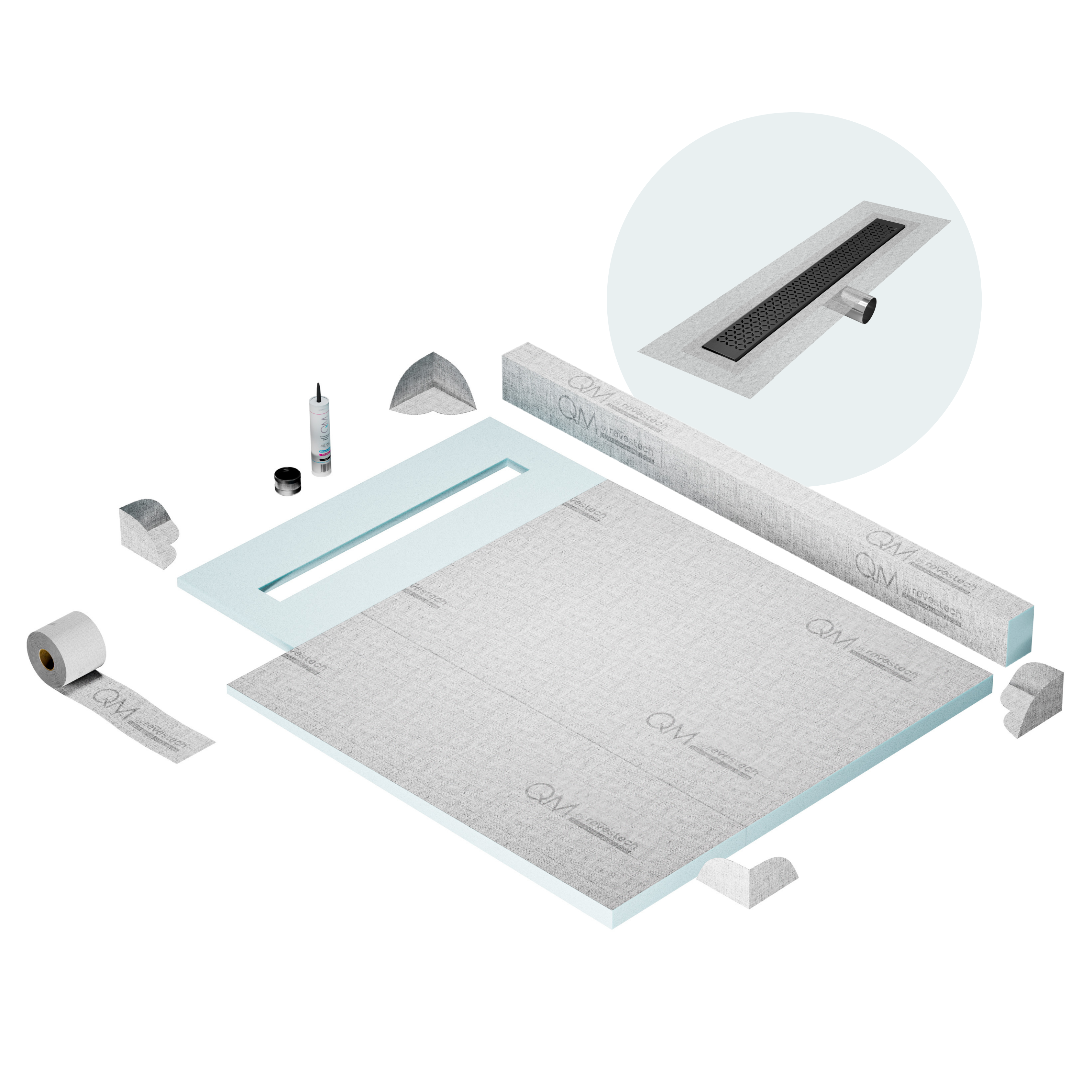 Curb Lotus Shower Pan Kit Linear drain