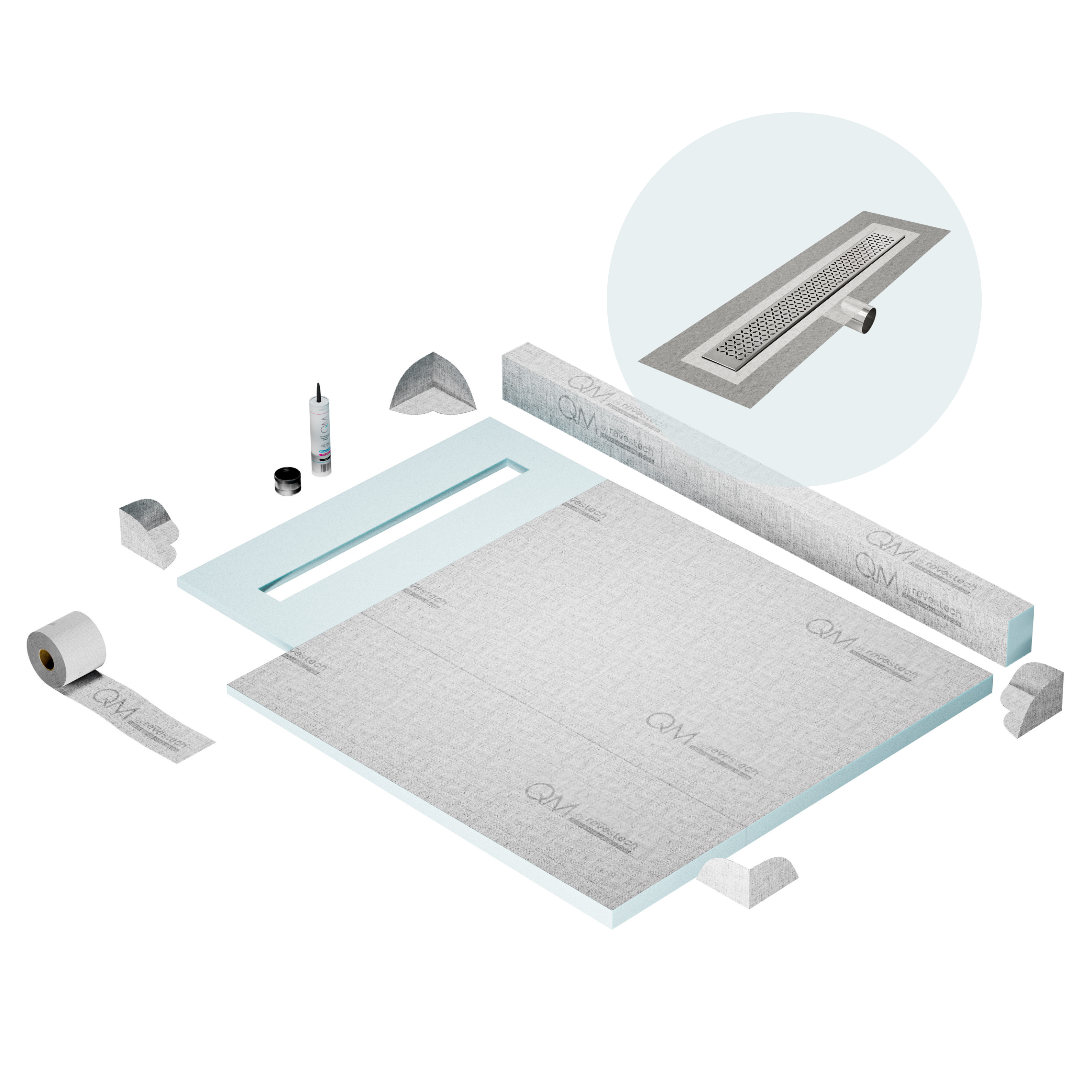 Curb Lotus Shower Pan Kit Linear drain