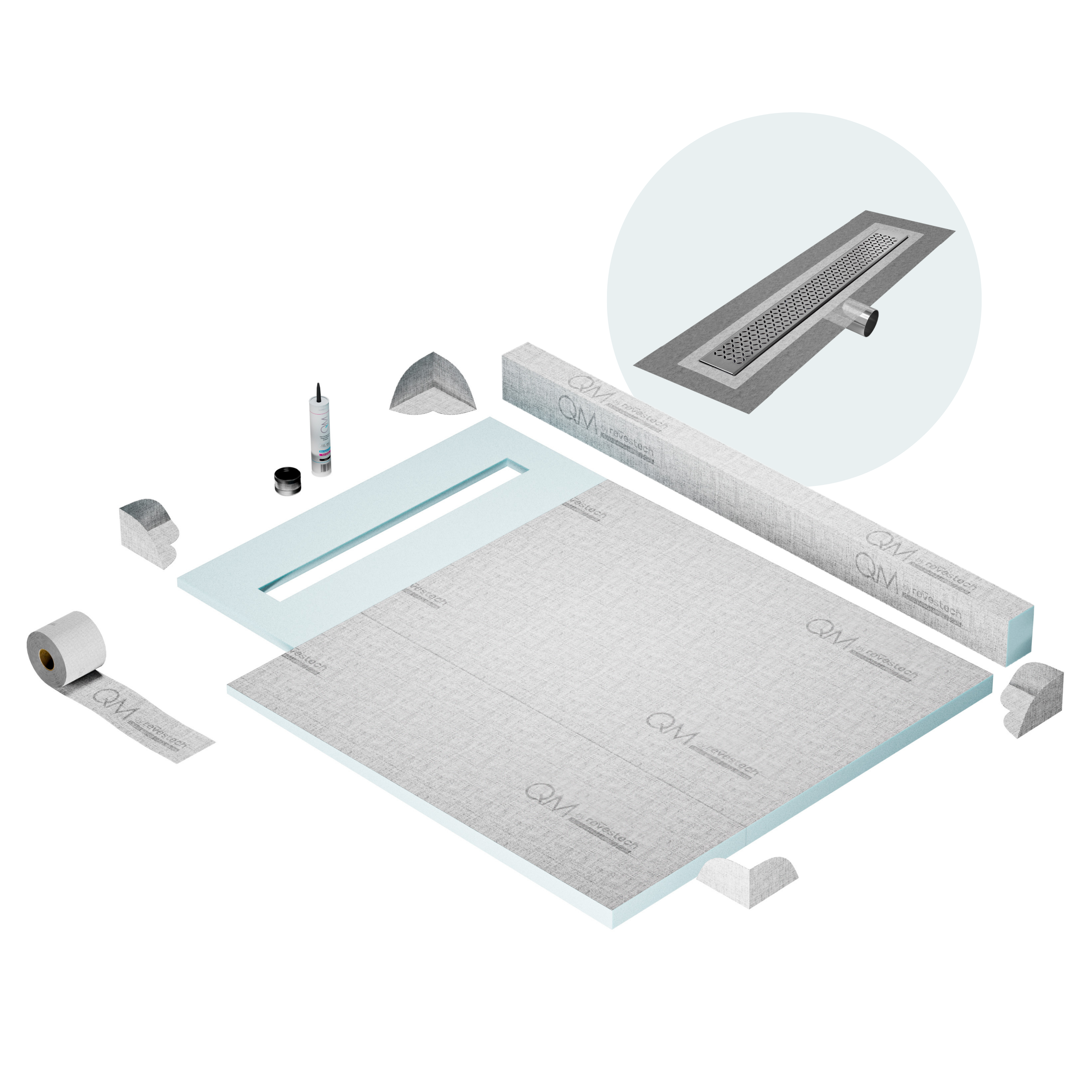 Curb Lotus Shower Pan Kit Linear drain