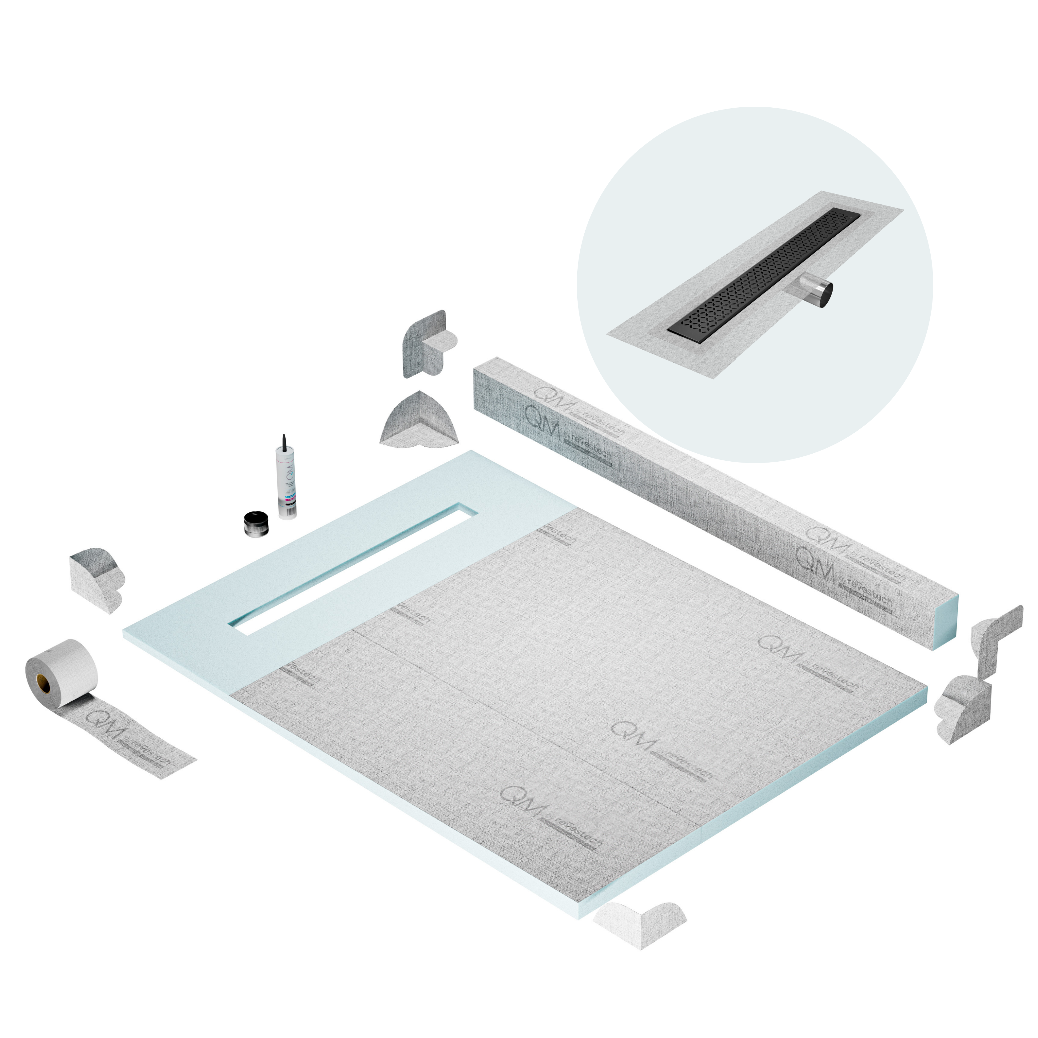 Curb Lotus Shower Pan Kit Linear drain