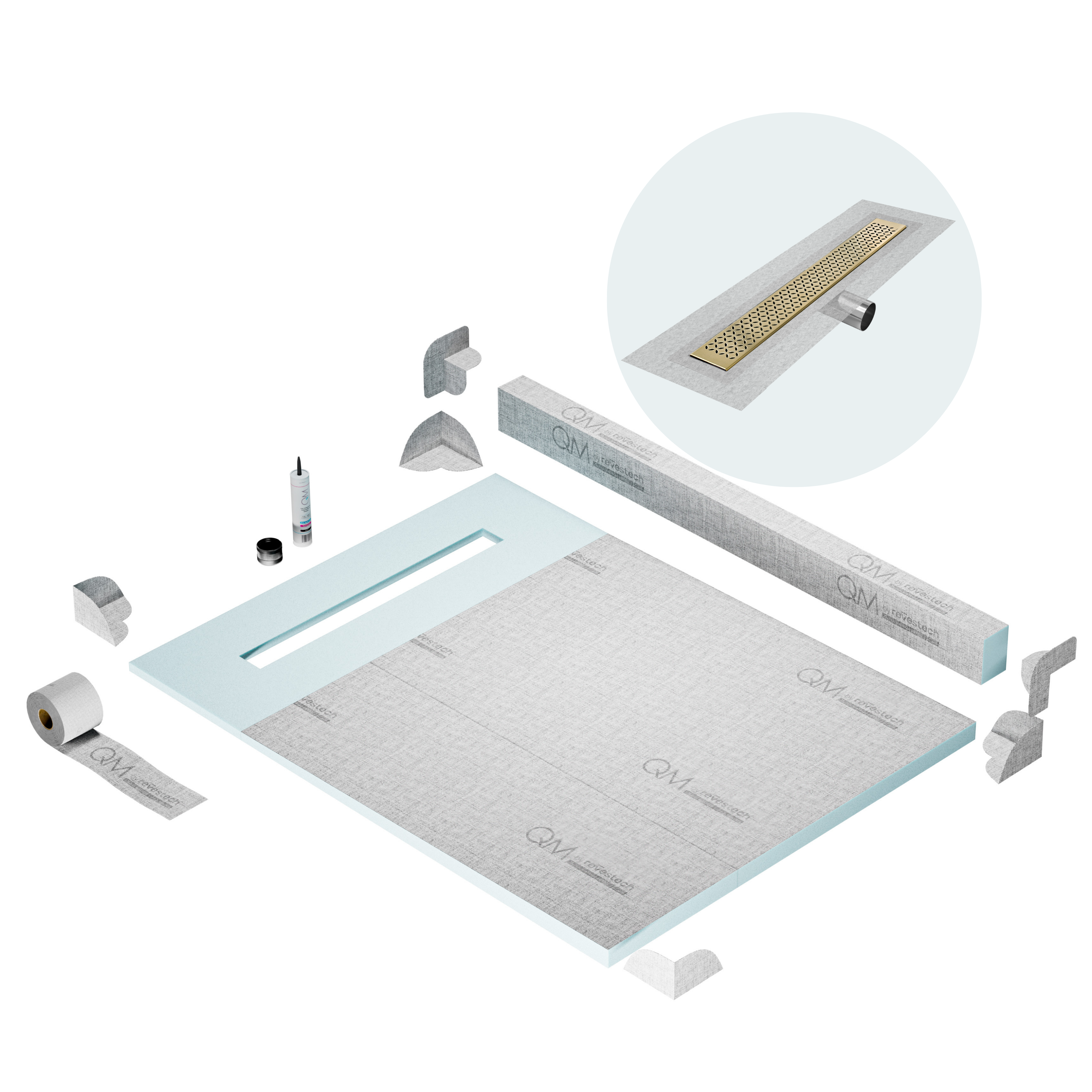 Curb Lotus Shower Pan Kit Linear drain
