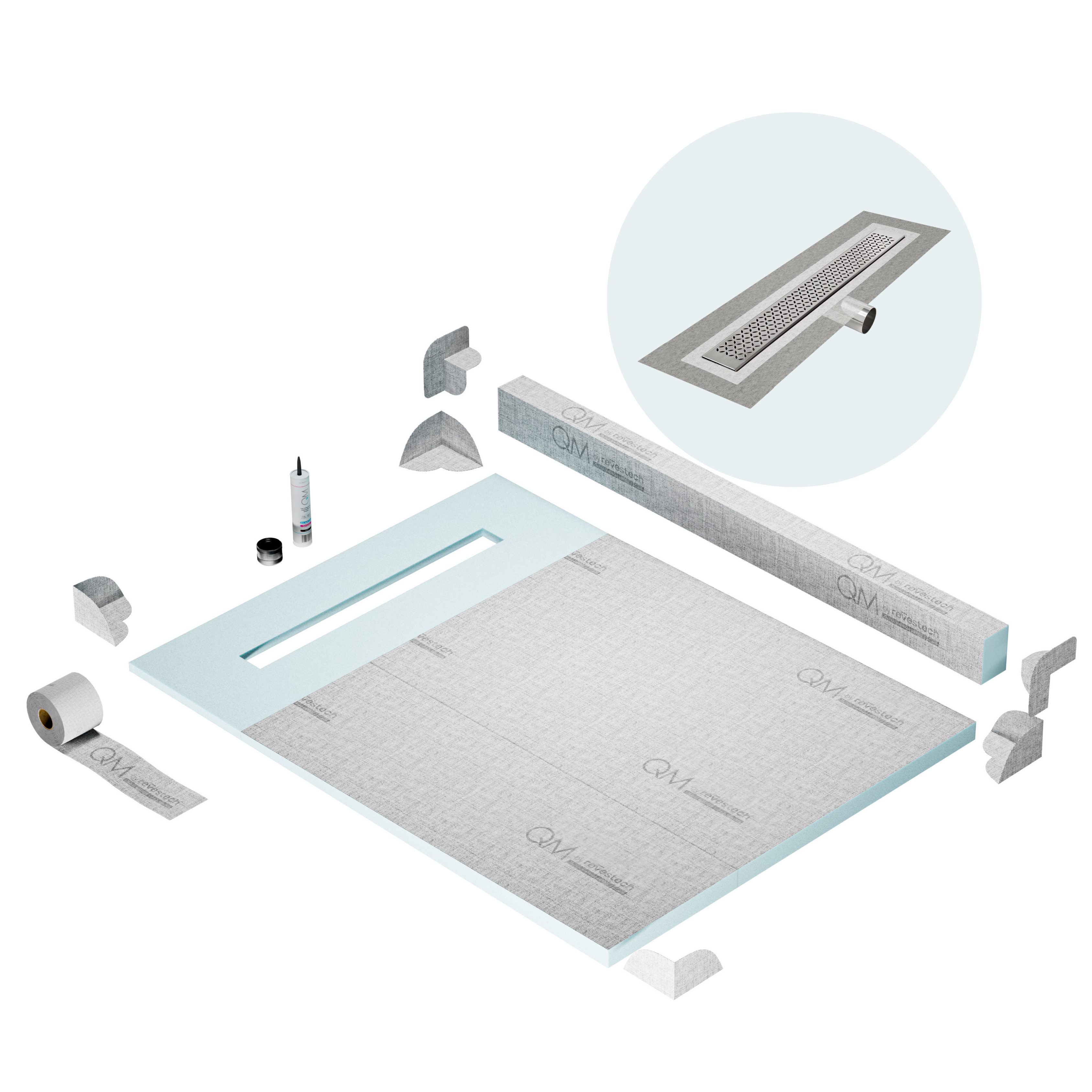 Curb Lotus Shower Pan Kit Linear drain