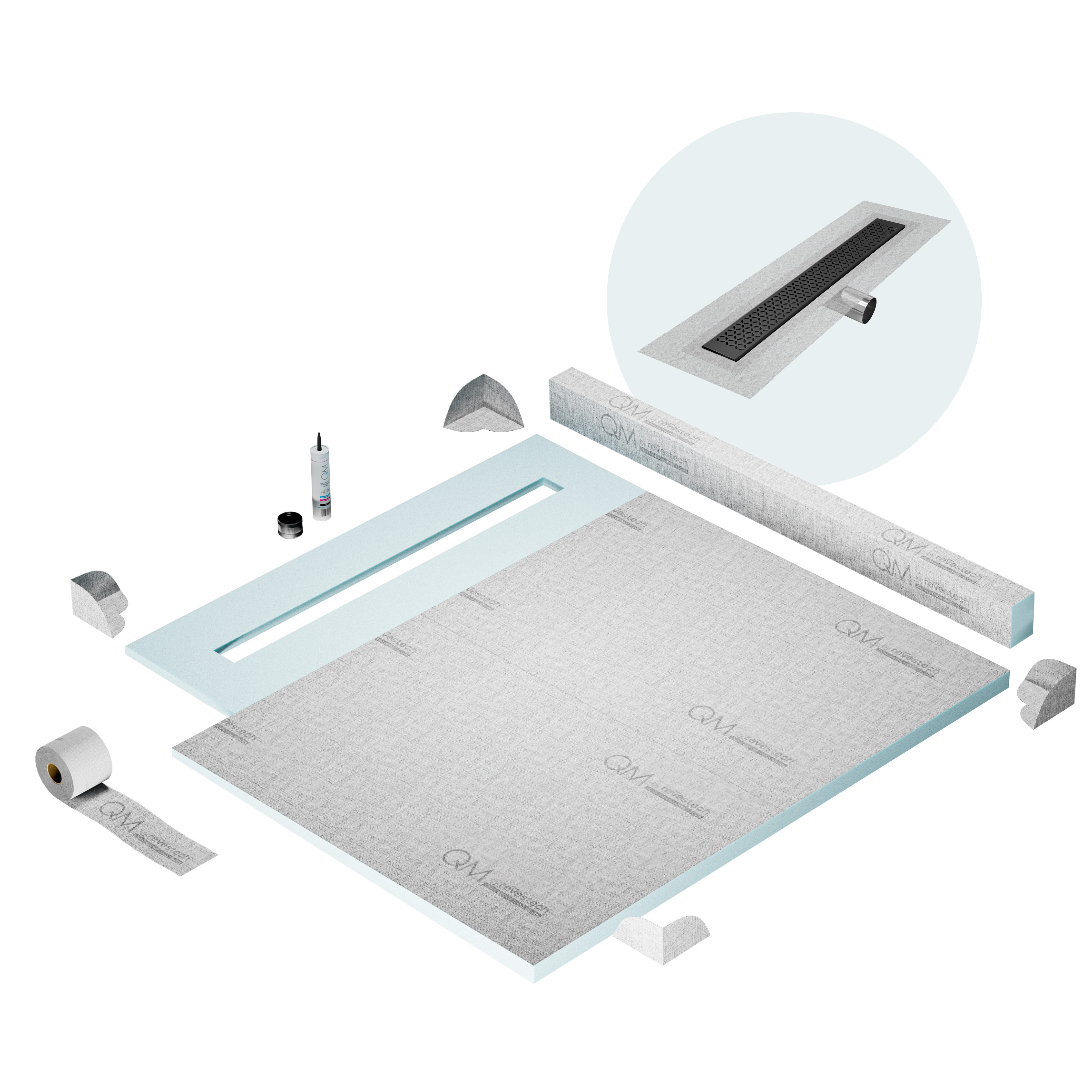 Curb Lotus Shower Pan Kit Linear drain