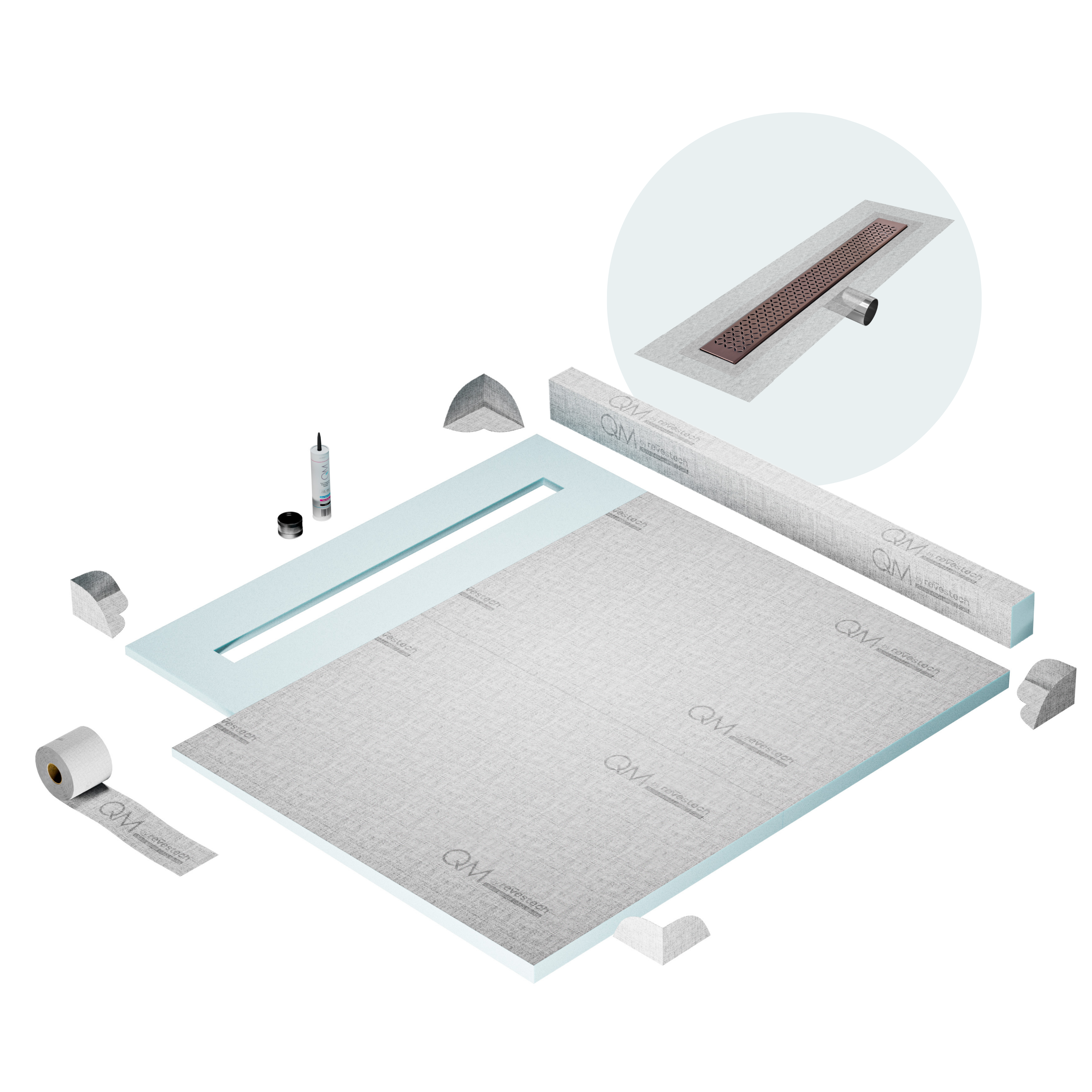 Curb Lotus Shower Pan Kit Linear drain