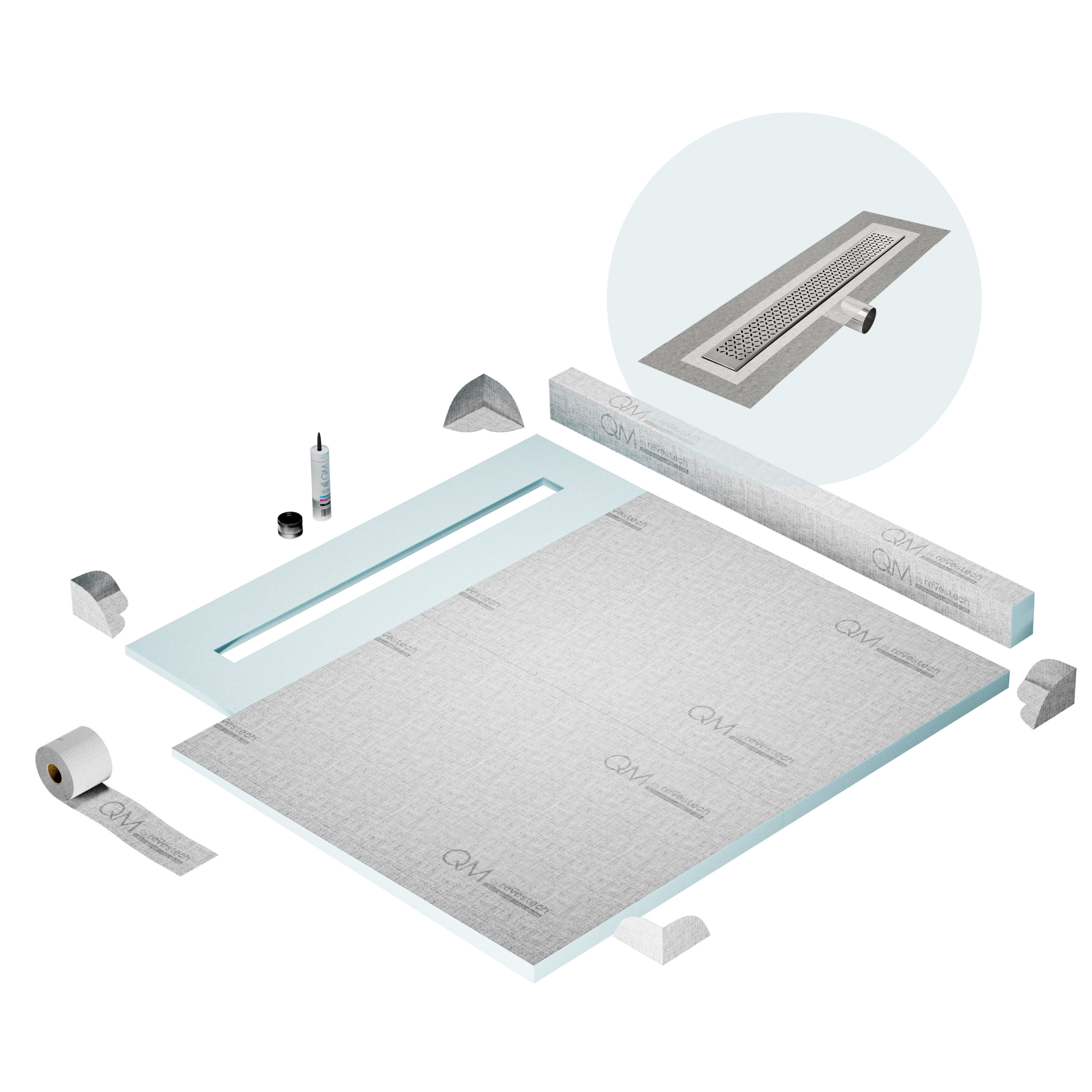 Curb Lotus Shower Pan Kit Linear drain
