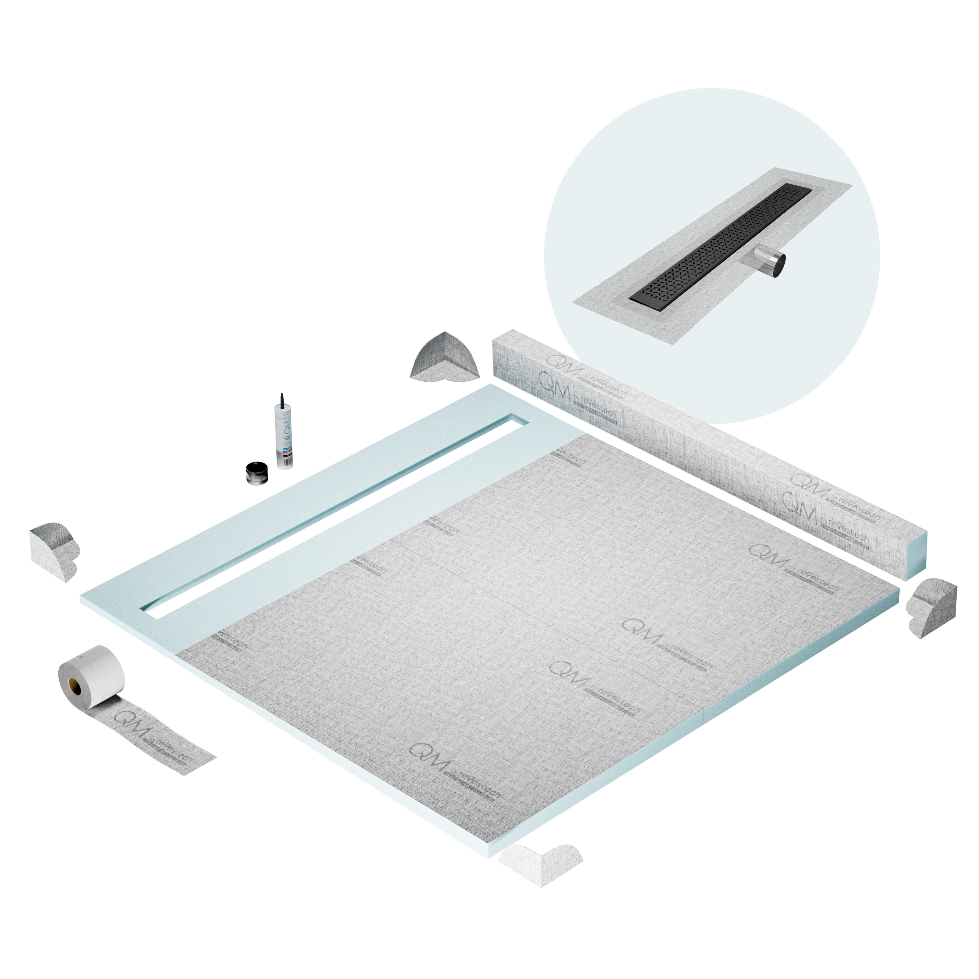 Curb Lotus Shower Pan Kit Linear drain