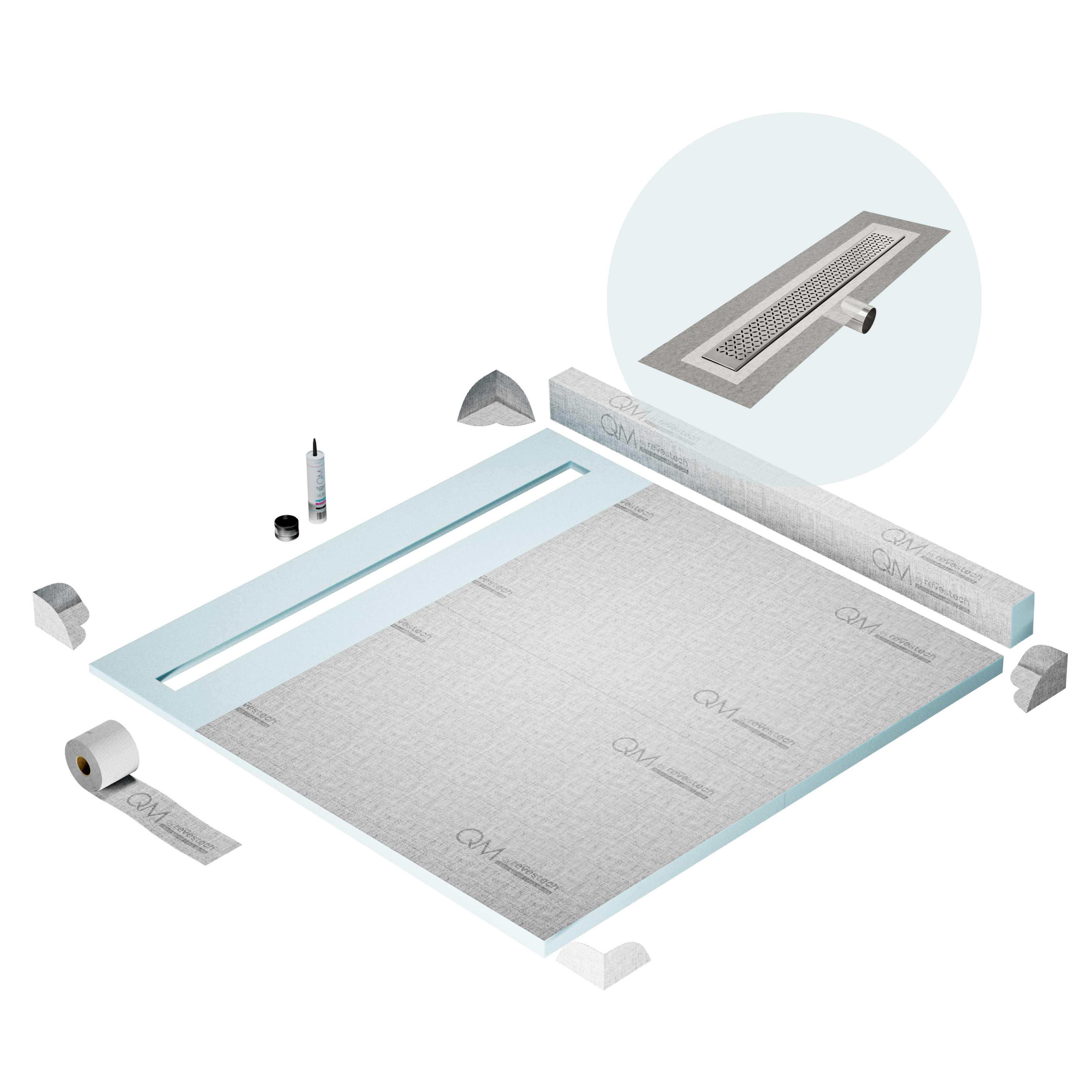 Curb Lotus Shower Pan Kit Linear drain