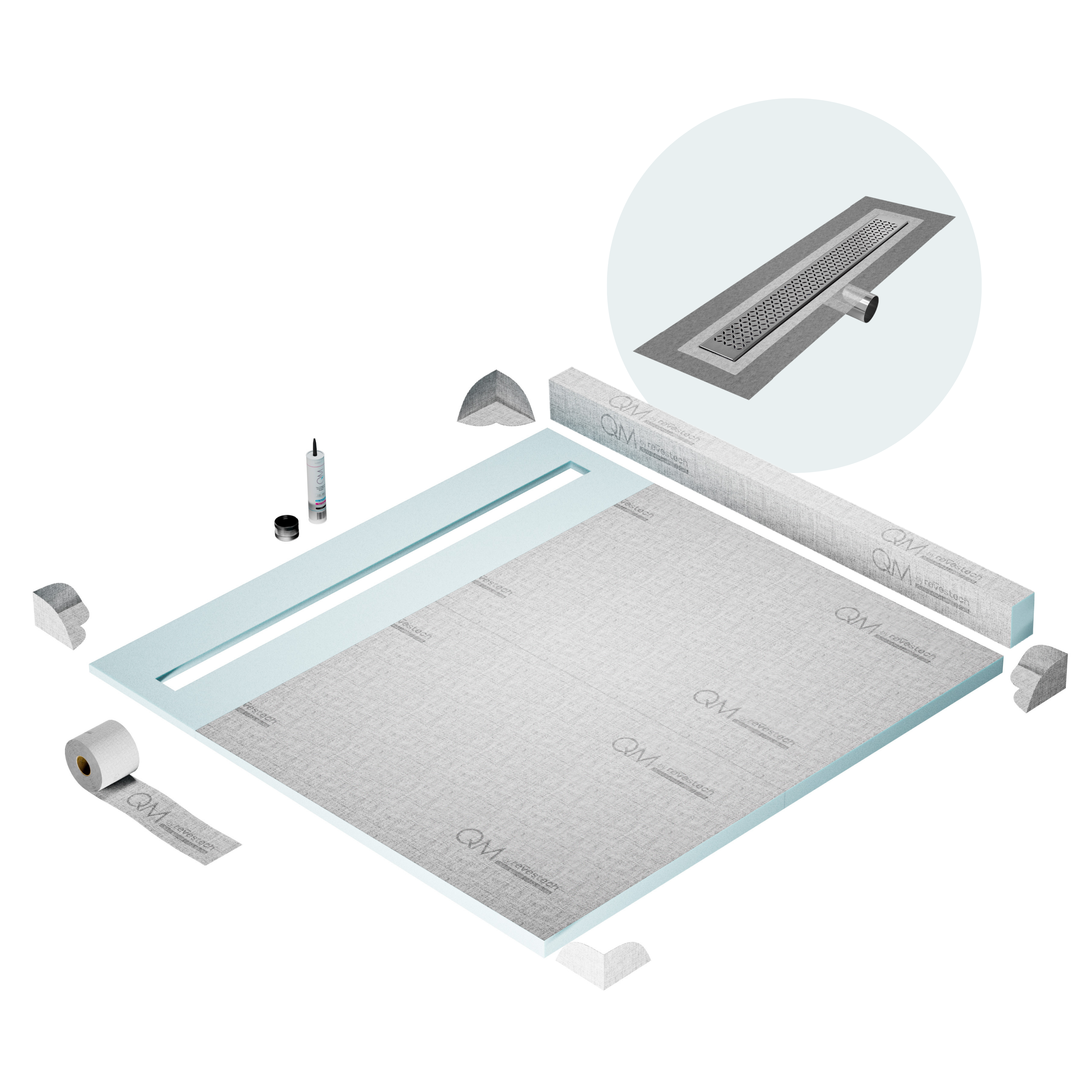 Curb Lotus Shower Pan Kit Linear drain