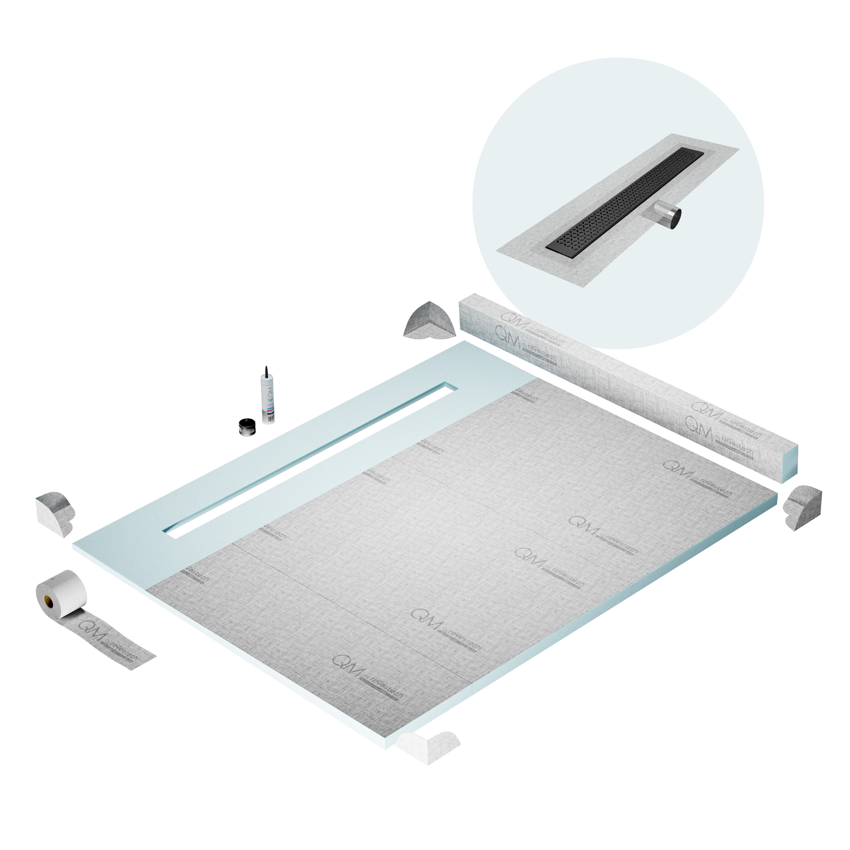 Curb Lotus Shower Pan Kit Linear drain