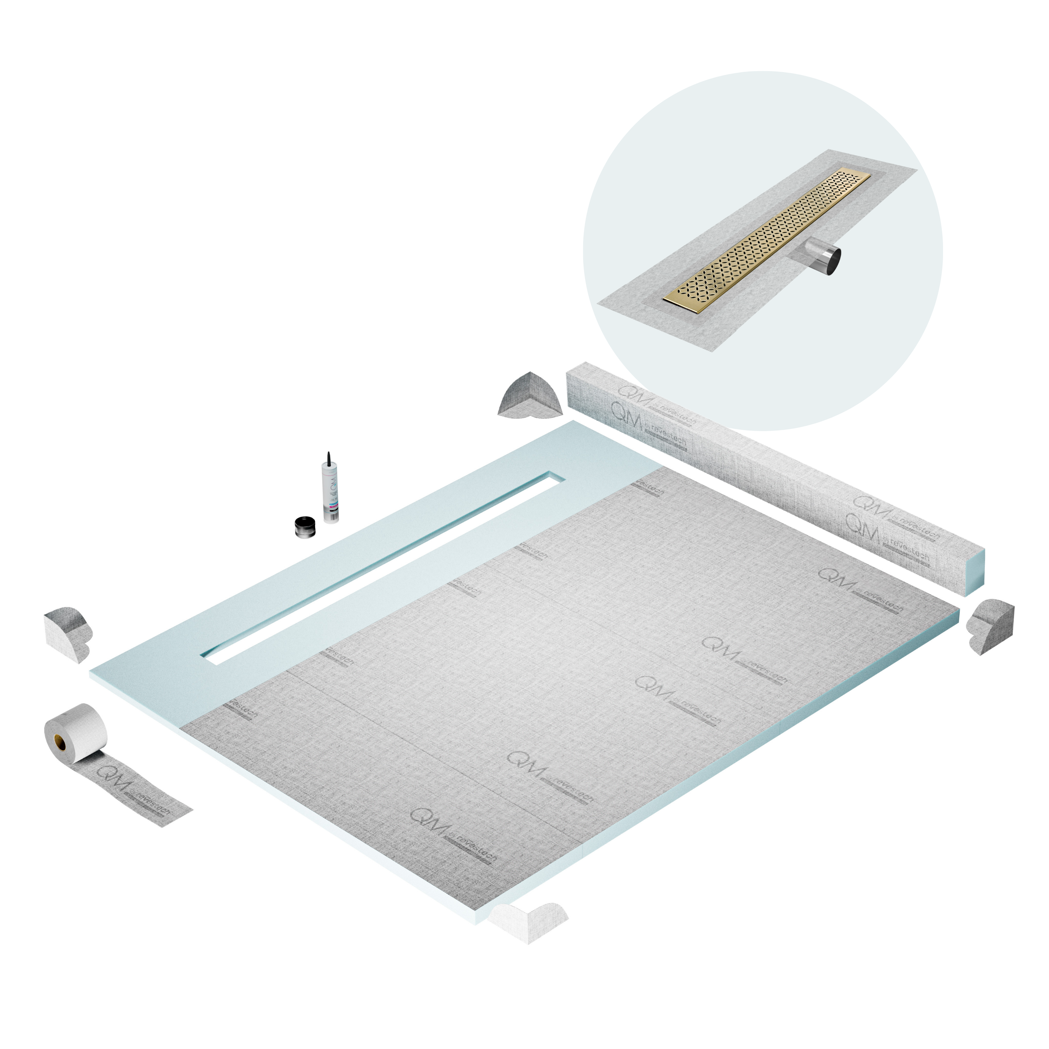 Curb Lotus Shower Pan Kit Linear drain