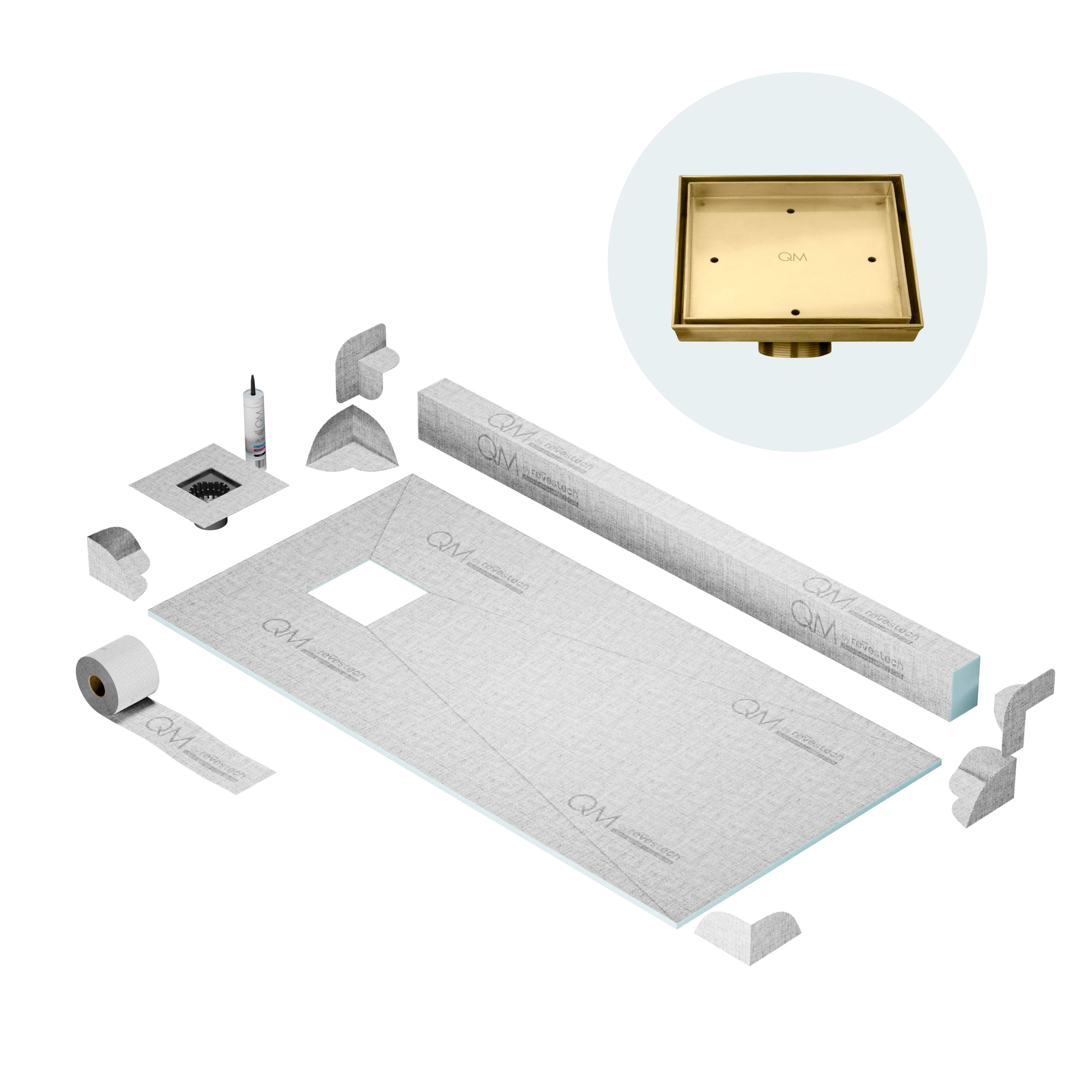 Curb Mist (Tile-In) Shower Pan Kit Square drain